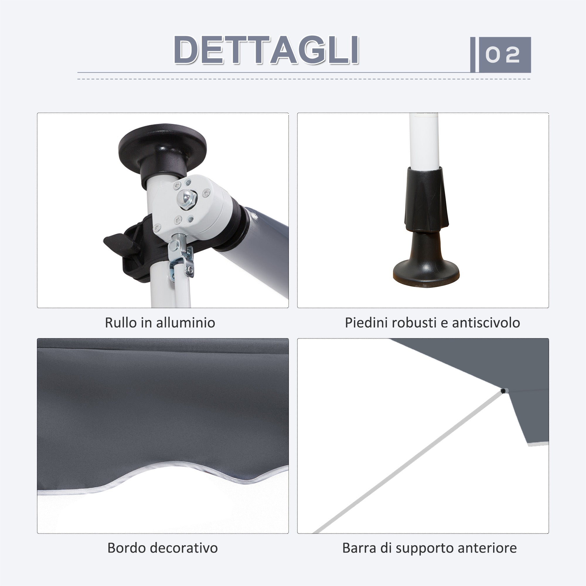 4x1.2m Retractable Arm Awning, Outdoor Sunshade Awning with Aluminum Crank and 180gsm Polyester Fabric, for Garden, Balcony, and Terrace, Dark Grey