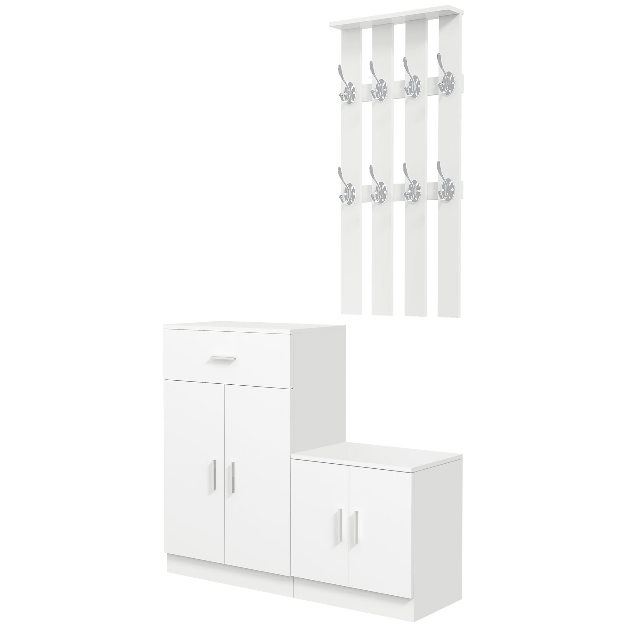 Shoe Rack with Combination Coat Rack for Entrance and Bedroom Wood 100x32x187cm White