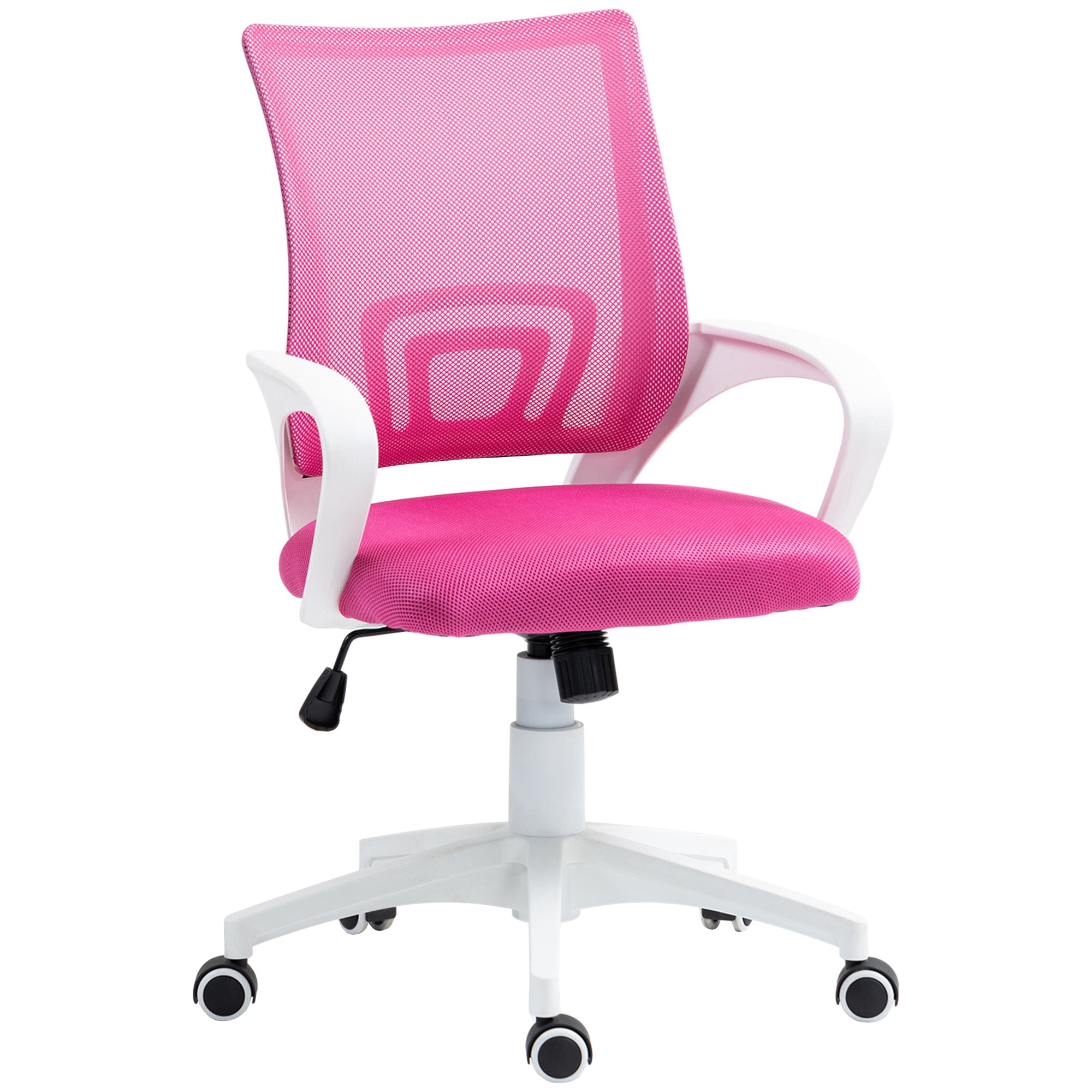Mesh Office Chair Swivel Desk Chair with Adjustable Height Rocking Function Lumbar Support and Armrests Chair for Study Load 120 kg Pink