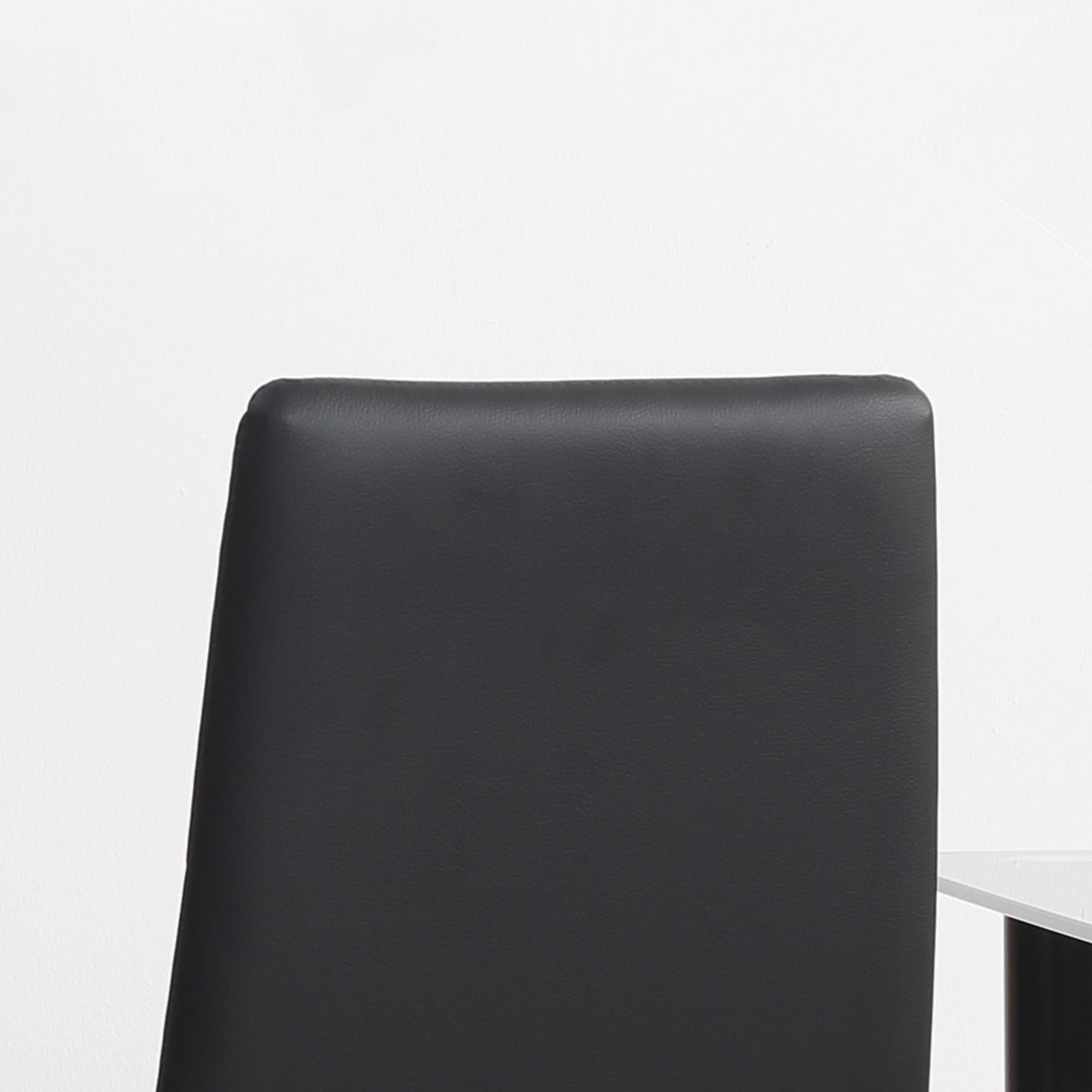 Set of 4 Dining Chairs Kitchen Chair with Backrest, Faux Leather, Padded Chair with Footrest, Living Room Chair, Chairs with Steel Legs for Dining Table, Black