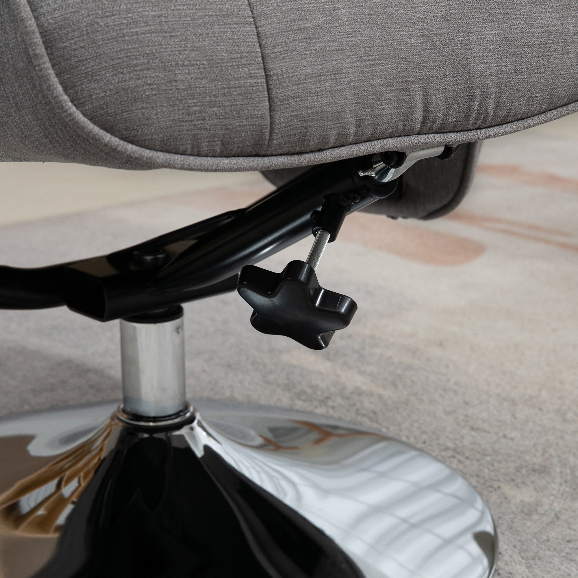 Reclining Chair with Footrest, 360° Swivel TV Chair with Reclining Function Upholstered TV Chair with Velvet Look for Living Room, Grey