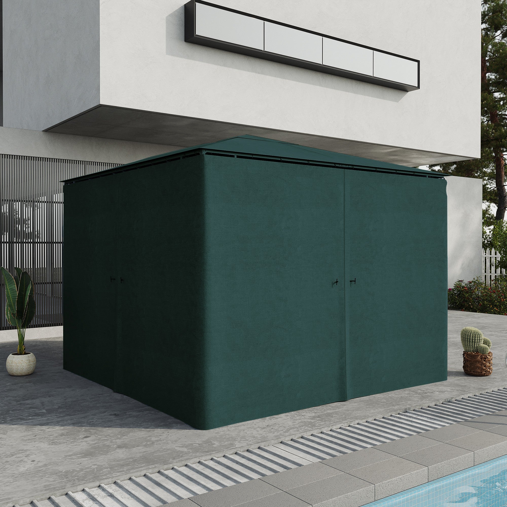 4 Side Panels for Garden Pavilion, Pavilion Hardness 300 x 300 cm, Protection from Rain Wind Sun Gray