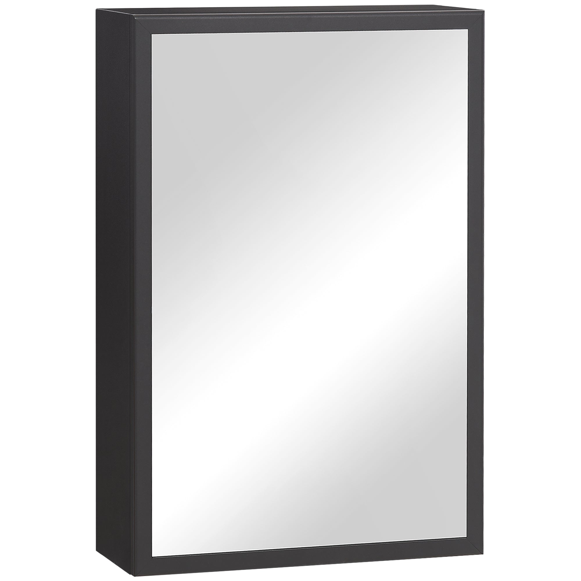 Bathroom Mirror Cabinet, Bathroom Cabinet with Mirror Door, Wall Cabinet Hanging Cabinet, Black, 40 x 15 x 60 cm