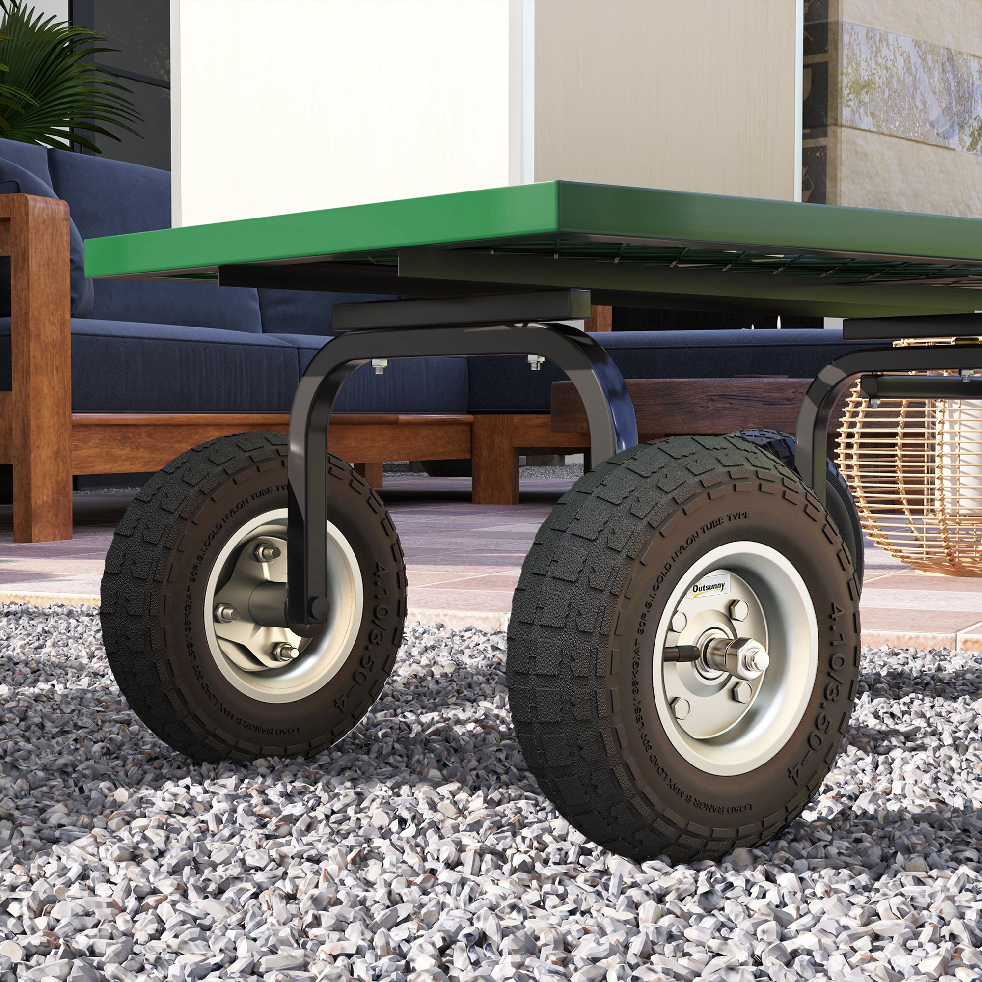 Set of 4 Replacement Rubber Tires 255 mm Wheels with 16mm Bore for Garden Cart, Wheelbarrow, and Dolly