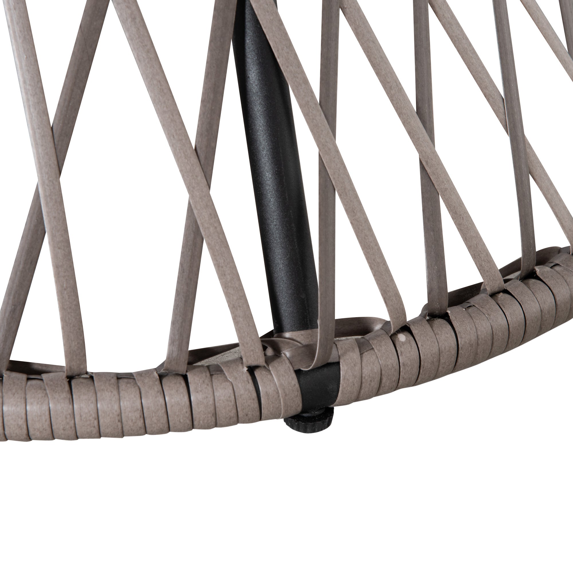 Synthetic Rattan Swivel Papasan Chair Oval Wicker PE Chair with Cushion and Steel Frame Load 160 kg for Garden Patio Terrace 87x97x86 cm Gray