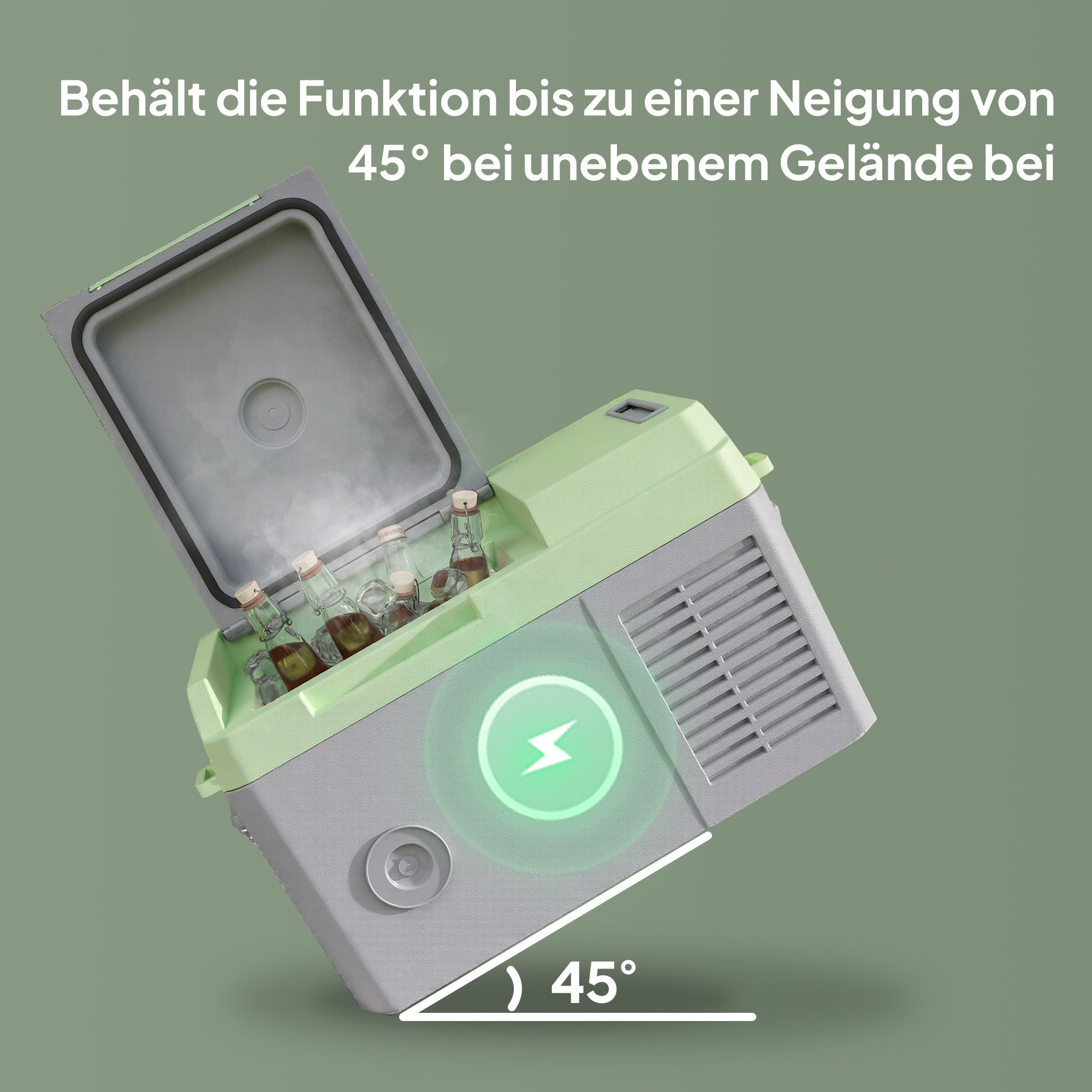 12 Liter Compressor Cooler Box Electric Cooler Box with Connection Cooling Function Freezer Box Thermal Box Mini Refrigerator 12/220 Volt for Car Socket Truck Camping Boat Gray+Green