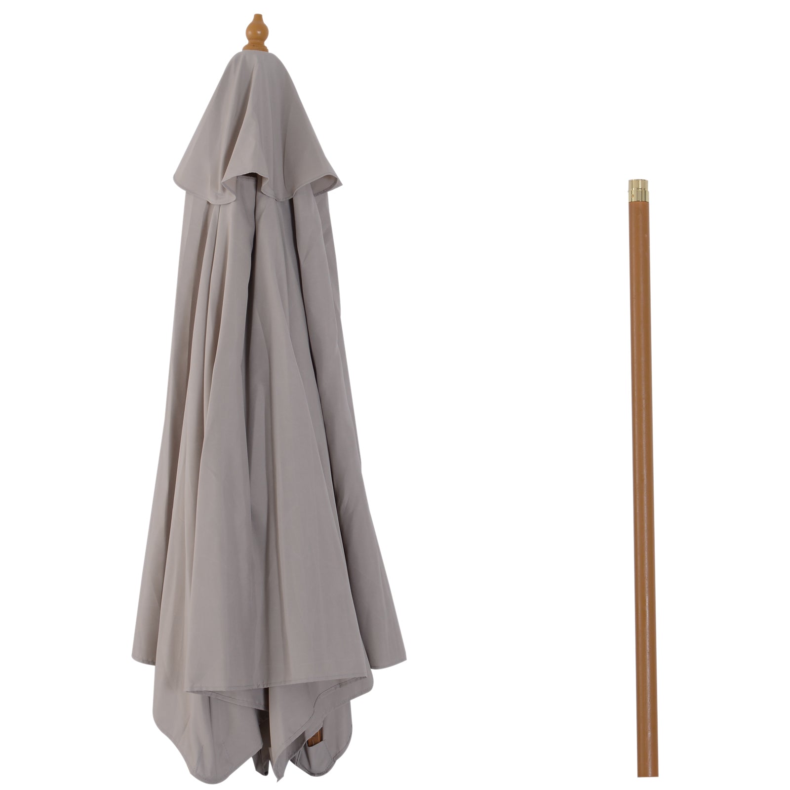 Umbrella Ø 250 cm, Umbrella with Pulley Mechanism Balcony Umbrella Beach Umbrella made of Bamboo Wind Resistant Market Umbrella Sun Protection for Balcony Terrace Garden, Gray