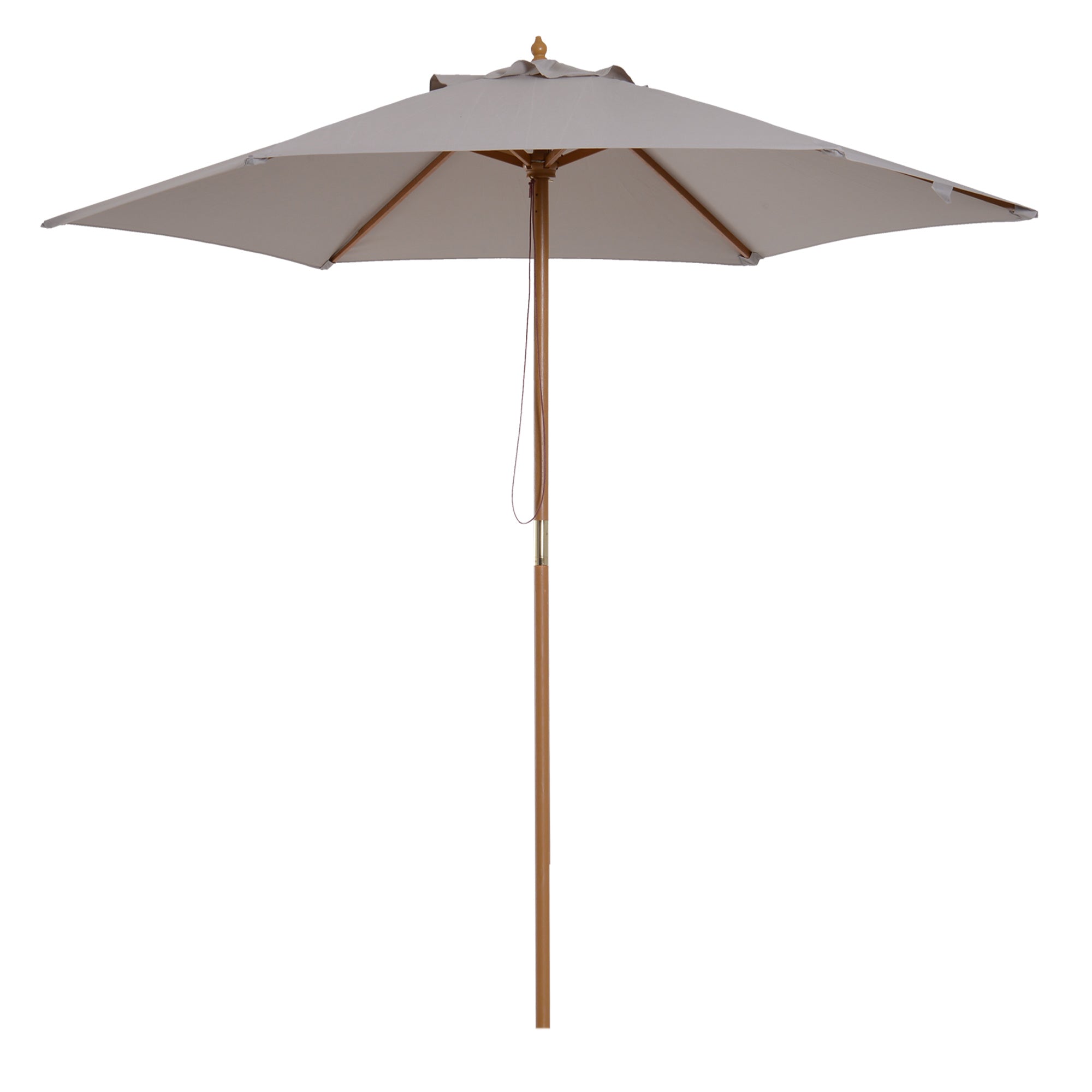 Umbrella Ø 250 cm, Umbrella with Pulley Mechanism Balcony Umbrella Beach Umbrella made of Bamboo Wind Resistant Market Umbrella Sun Protection for Balcony Terrace Garden, Gray