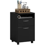 Mobile Office Filing Cabinet with Drawer and Cabinet Printer Stand for Study 40x35x60 cm Black