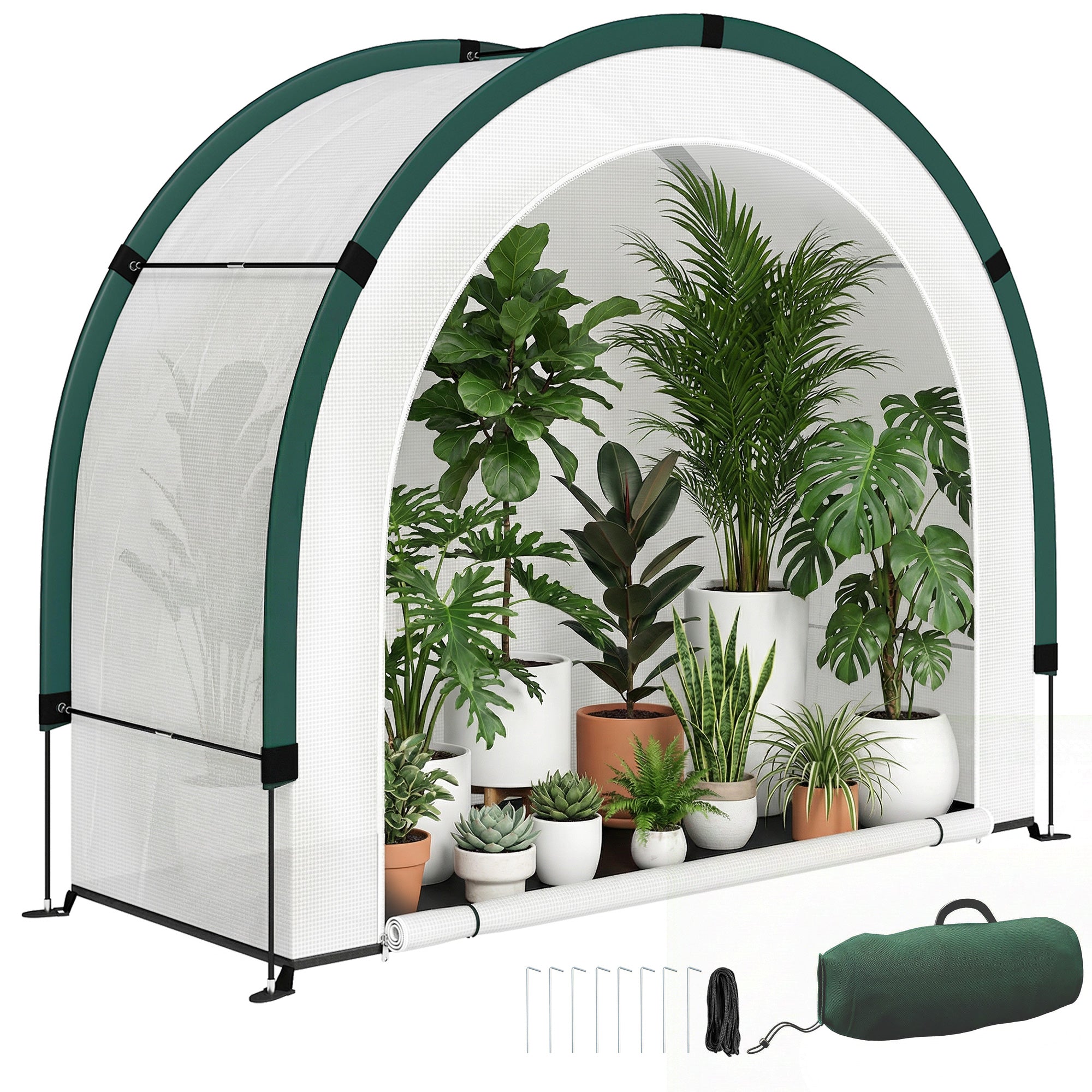 Arched-Top Greenhouse, Foldable PE Tunnel Greenhouse, Winter-Resistant Walk-In Greenhouse for Balcony & Garden, 200 x 80 x 164 cm – for Tomatoes, Vegetables, Flowers, Plants