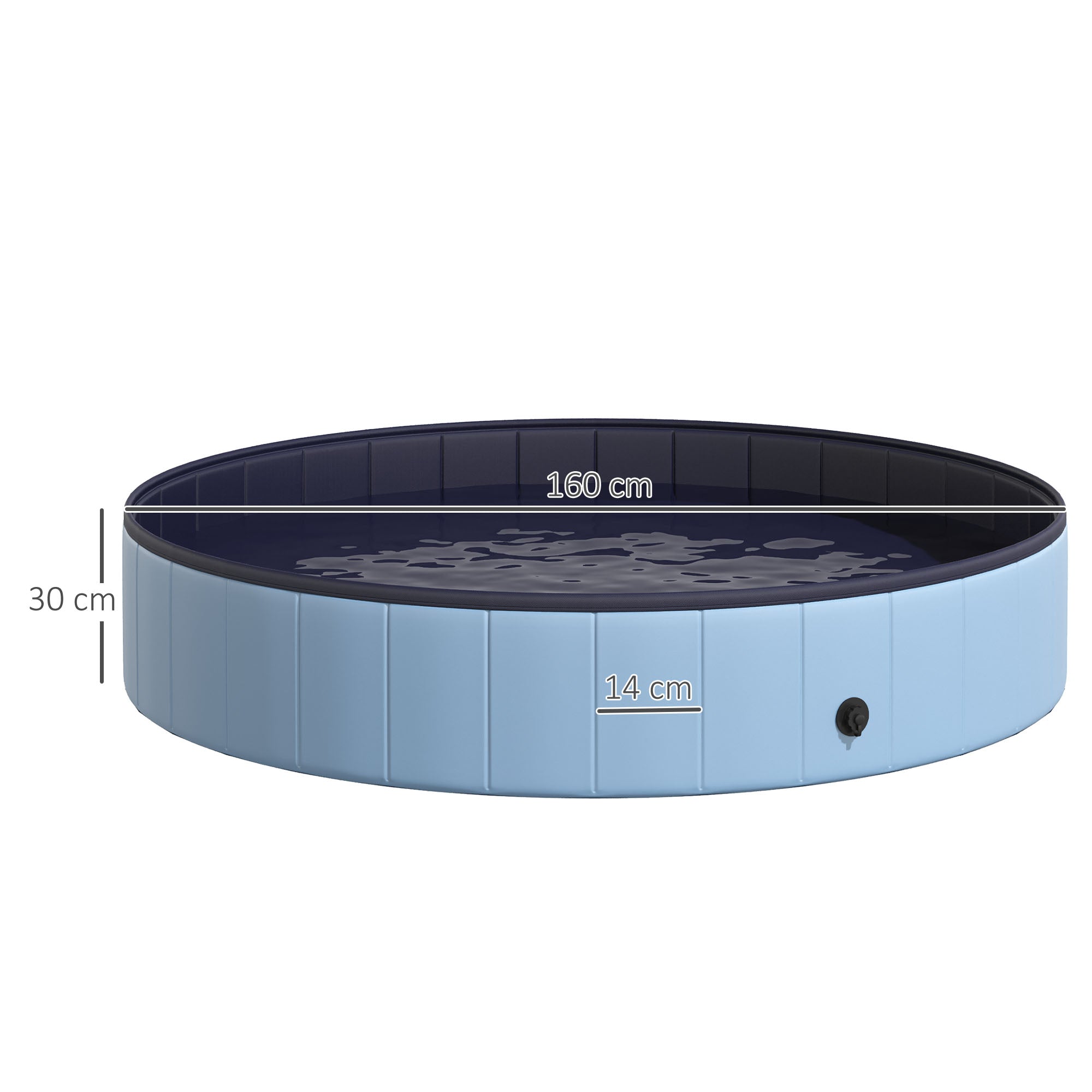 Dog Pool PVC Foldable Anti-slip Easy to Clean Basin Diameter 160 cm Height 30 cm Blue