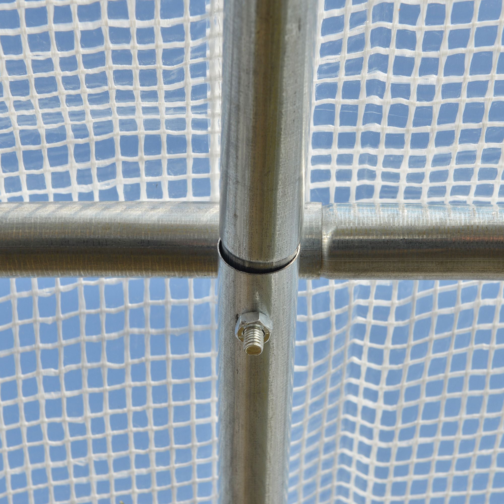 Garden Tunnel Greenhouse, 6m² tunnel greenhouse with 6 roll-up windows and 1 door, PE cover galvanized steel structure, white