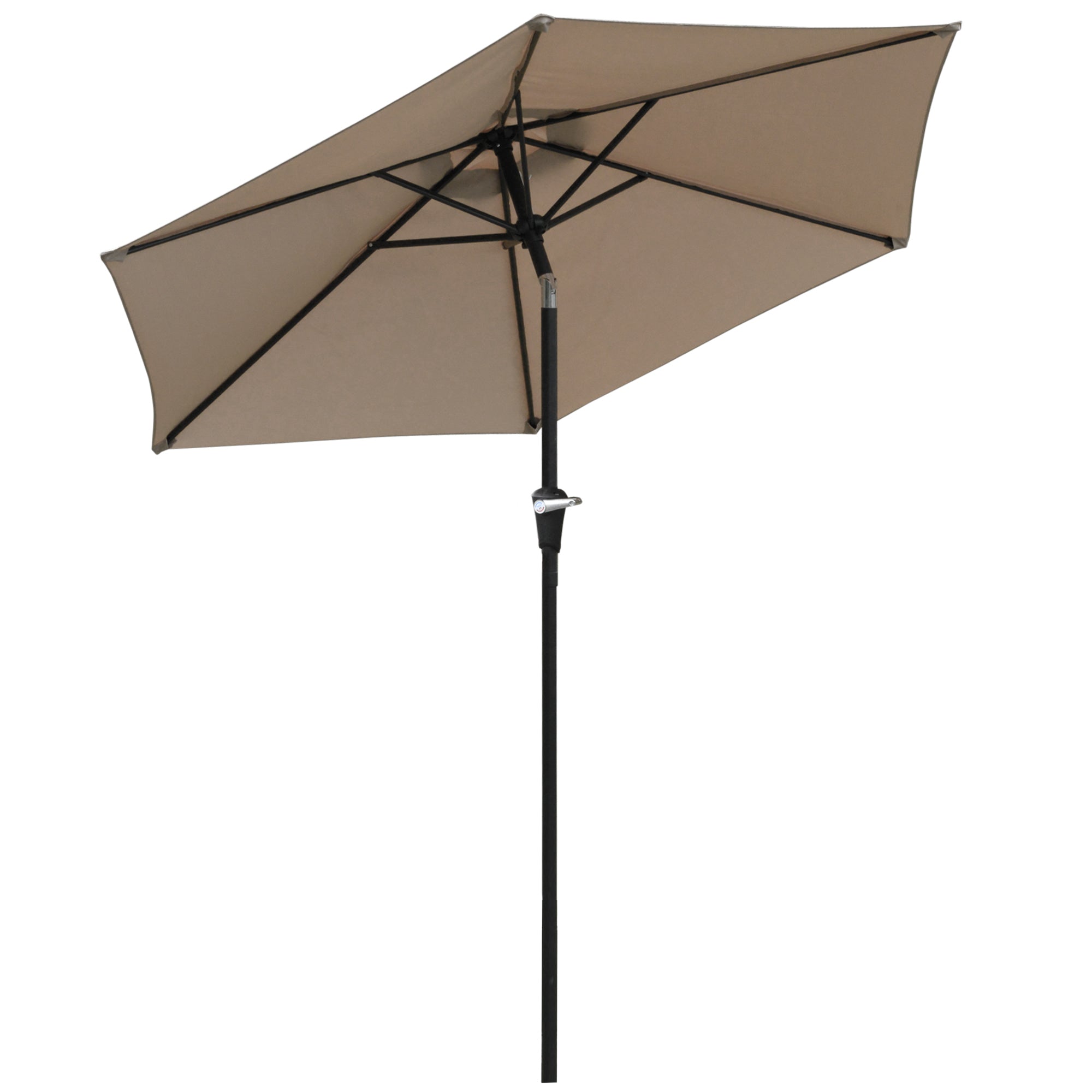 Patio Terrace Umbrella Ø230 cm Garden Umbrella with Adjustable Angle and Crank Waterproof Sunshade for Patio Terrace in Khaki