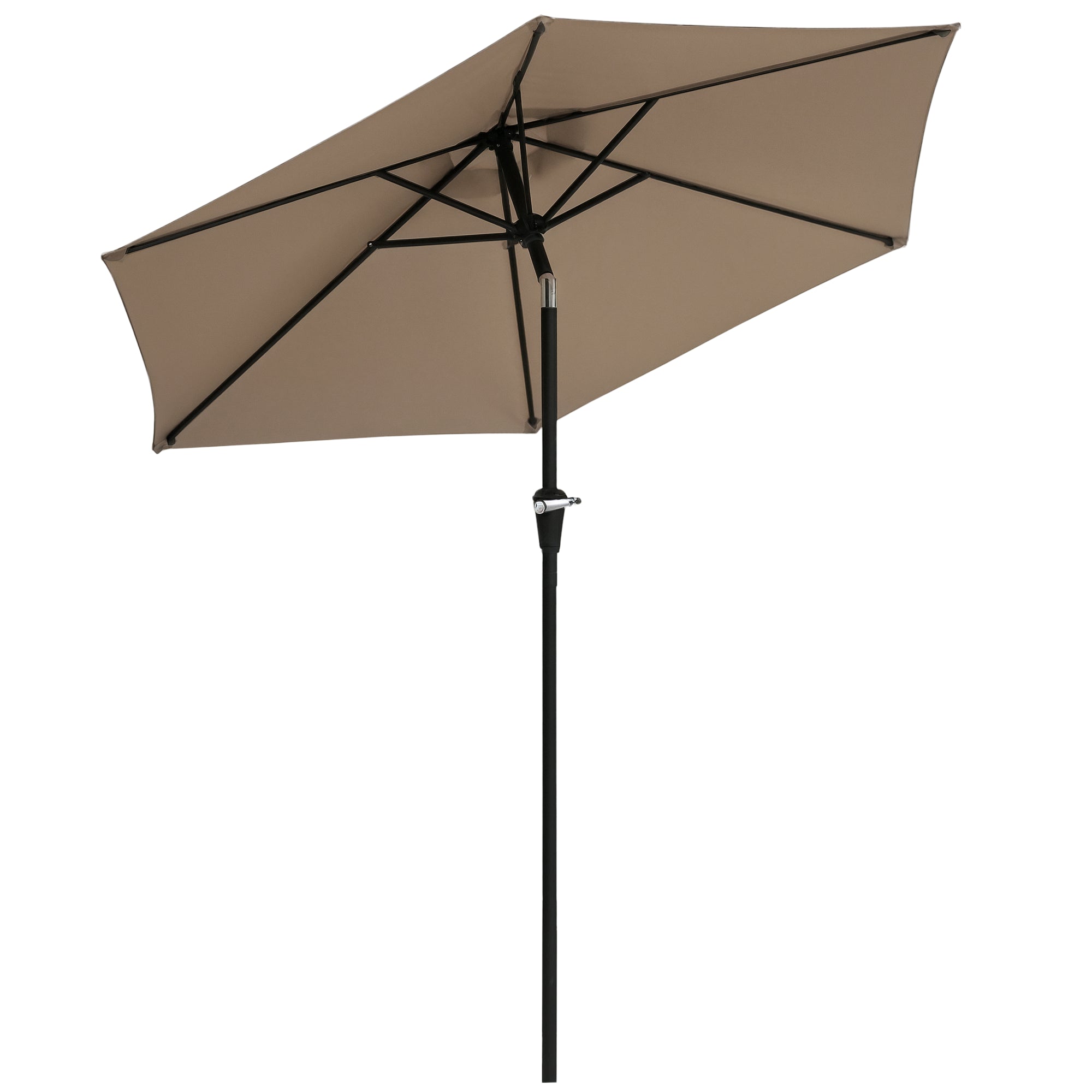 Patio Terrace Umbrella Ø230 cm Garden Umbrella with Adjustable Angle and Crank Waterproof Sunshade for Patio Terrace in Khaki