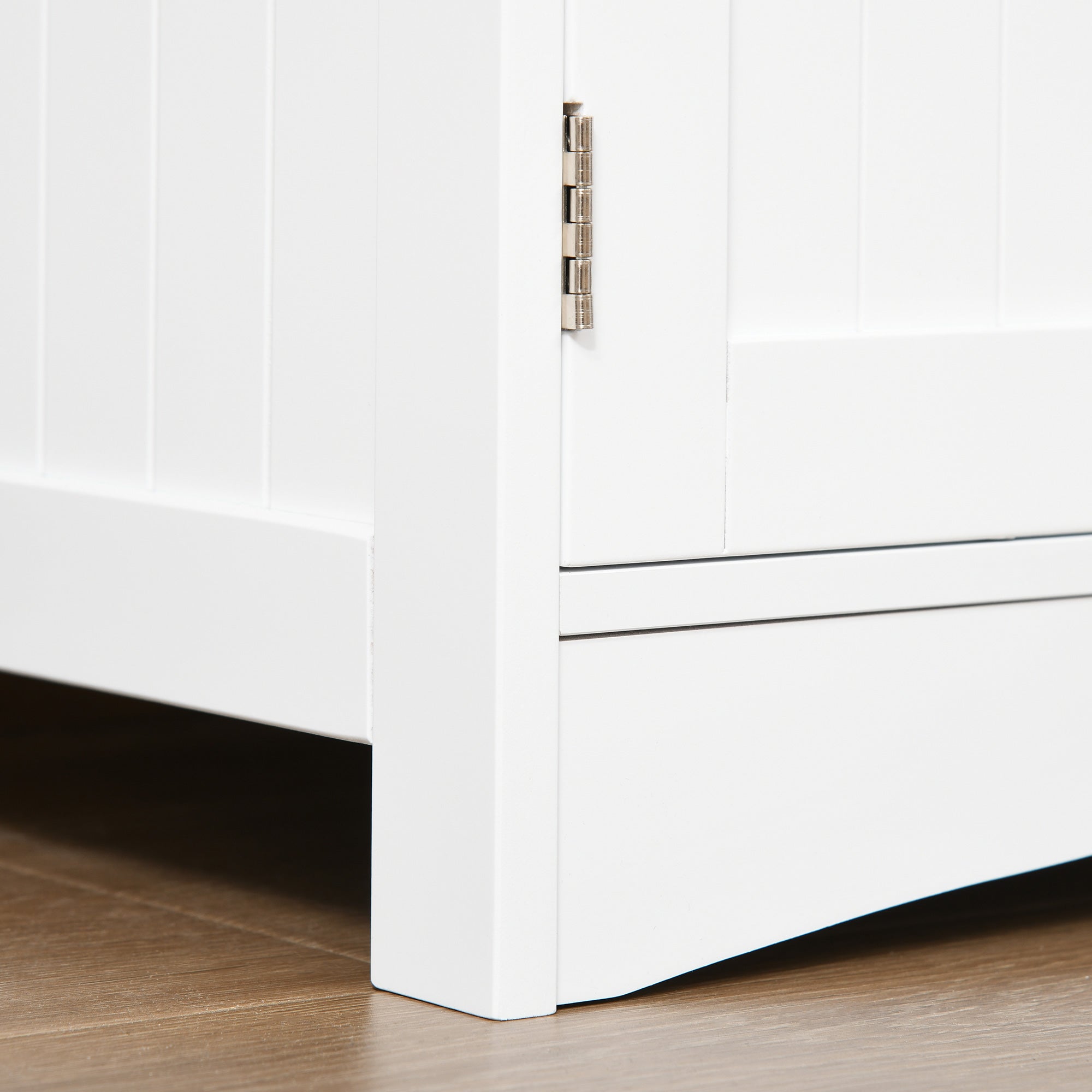 Bathroom Cabinet with 3 Shelves Drawer and 2 Doors Modern Floor Storage Cabinet for Kitchen Bedroom Living Room 60x33x122.5 cm White