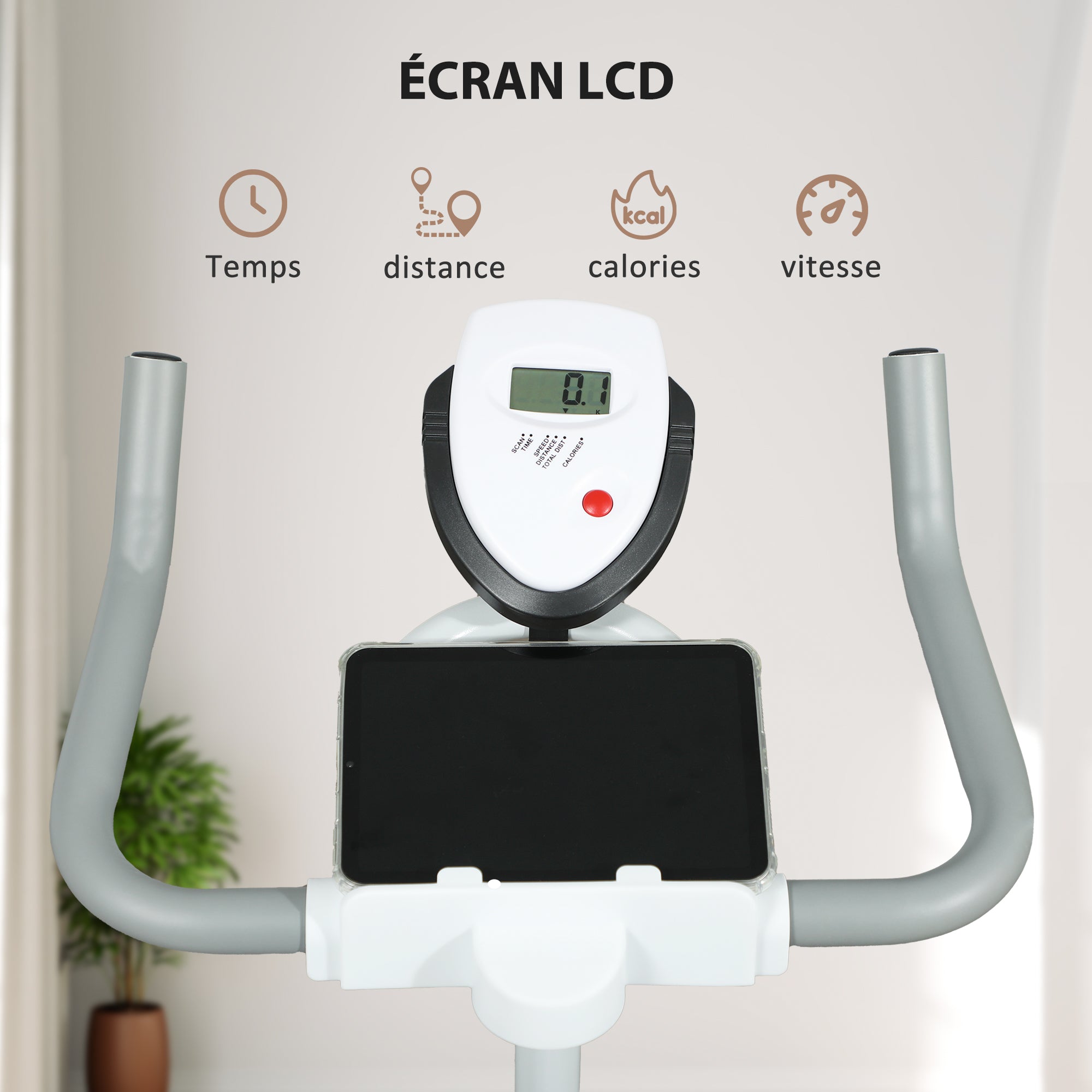 SPORTNOW Silent Stationary Exercise Bike with Adjustable Seat and Resistance, LCD Monitor, Tablet Holder, Indoor Exercise Bike for Home Cardio Workout, White