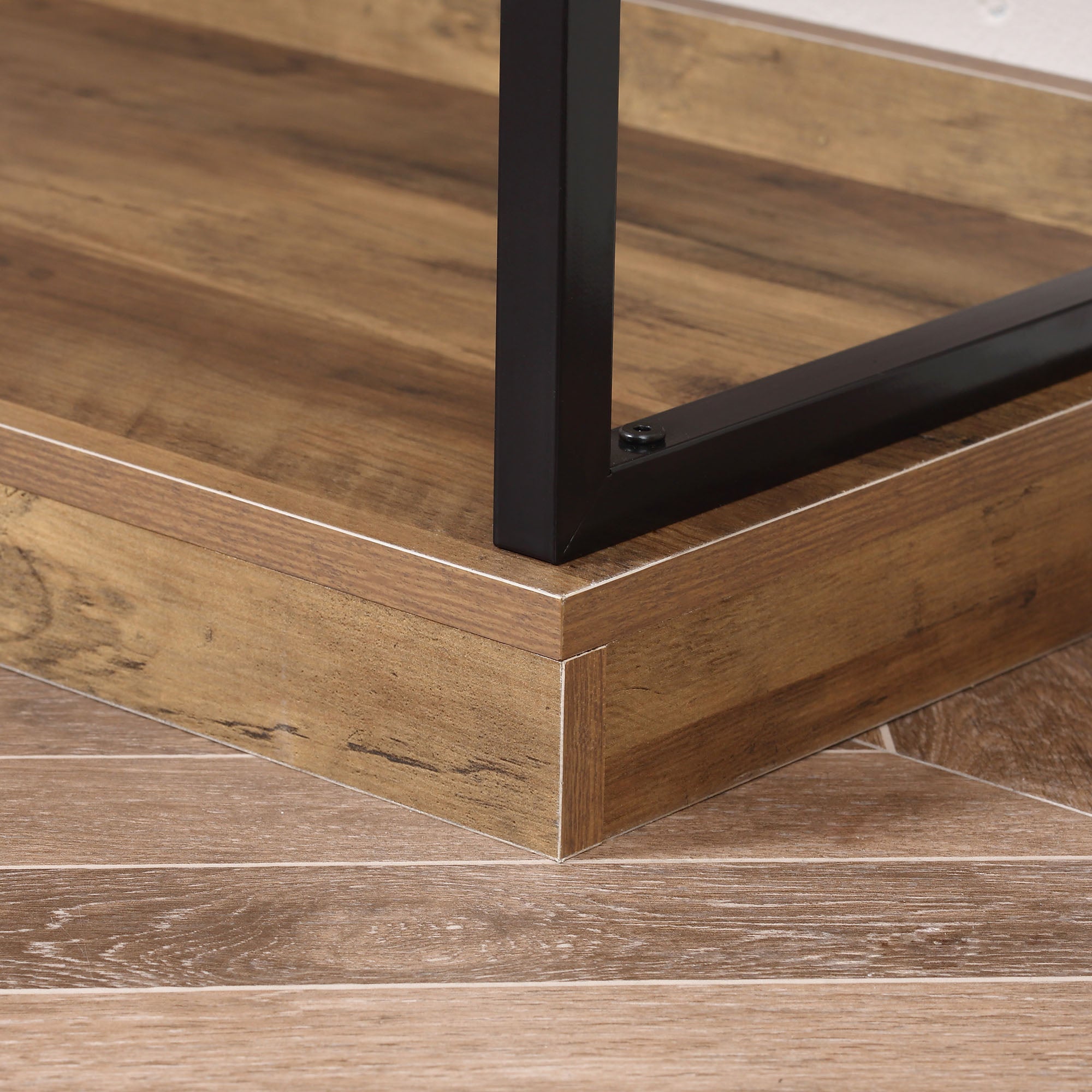 Industrial Style Bookshelf, Brown Wood and Black Metal Bookcase, 80x36x81.3cm