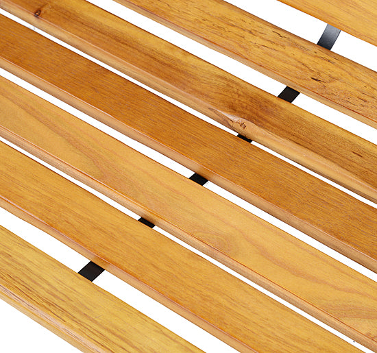 2-Seater Wooden Garden Bench 122x60x83 cm with Backrest and Armrests Slats and Steel Frame Load 220 kg Natural and Black Color