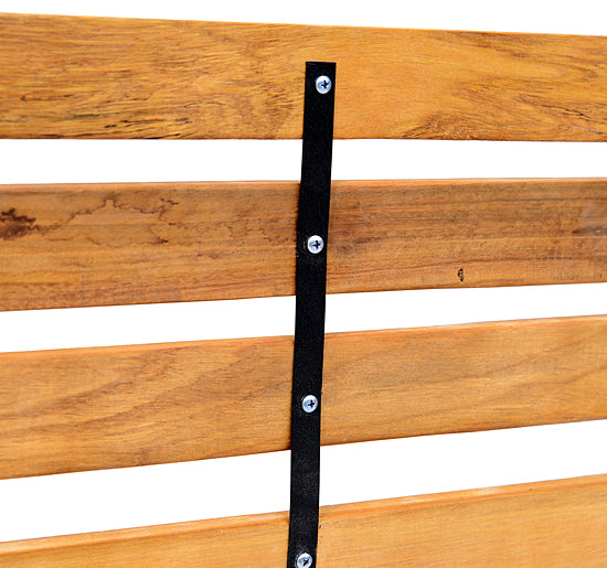 2-Seater Wooden Garden Bench 122x60x83 cm with Backrest and Armrests Slats and Steel Frame Load 220 kg Natural and Black Color