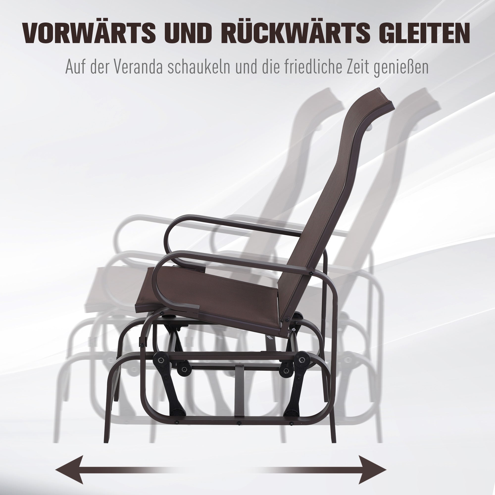 Rocking Chair Garden Chair Relax Chair Garden Swing Garden Metal Swing Chair for Garden Terrace Balcony Texteline Brown 60 x 73 x 104 cm