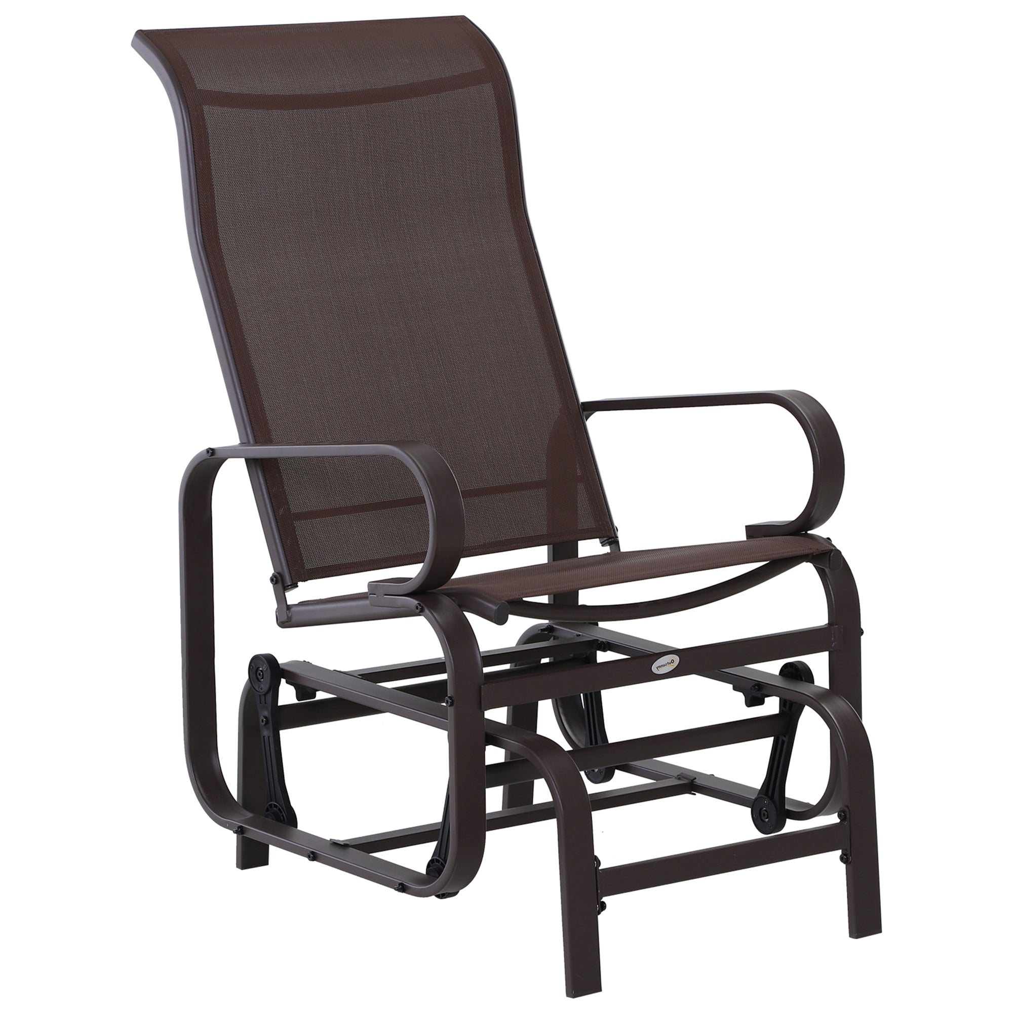 Rocking Chair Garden Chair Relax Chair Garden Swing Garden Metal Swing Chair for Garden Terrace Balcony Texteline Brown 60 x 73 x 104 cm