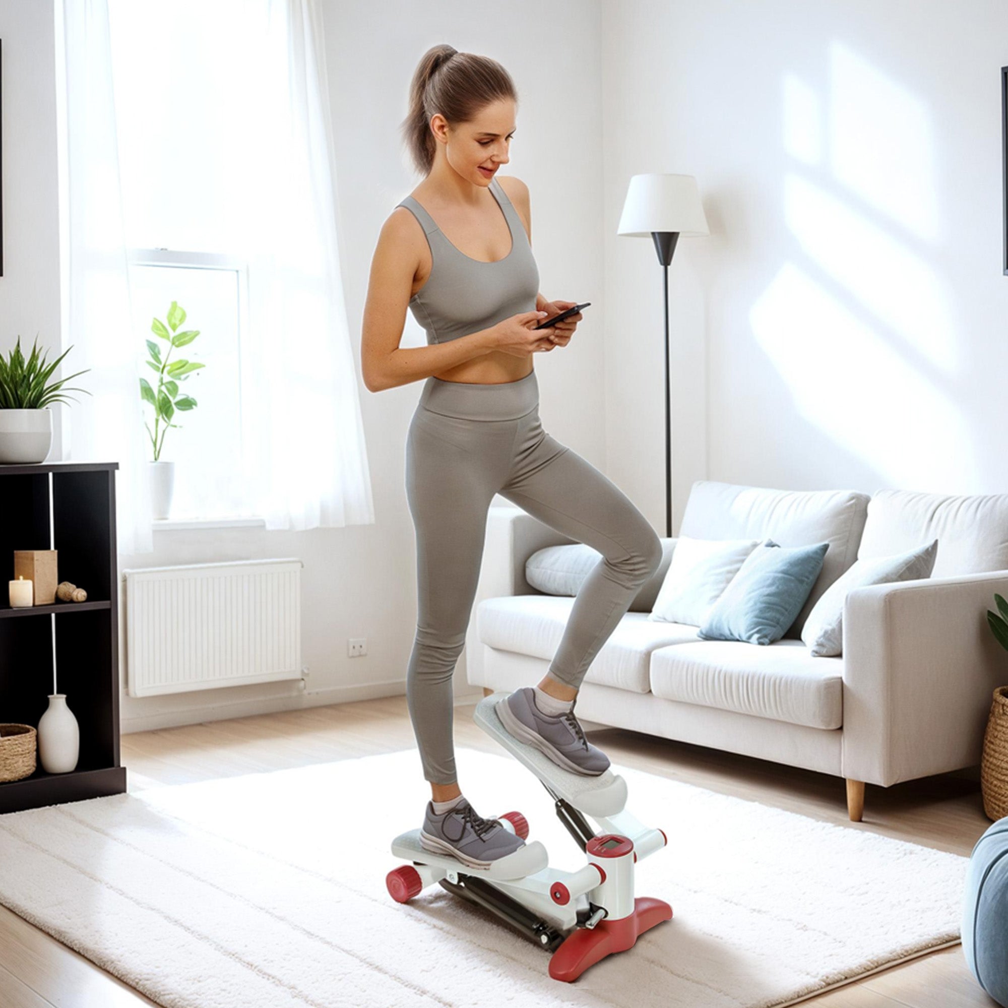 SPORTNOW Stepper, mini stepper, with LCD monitor, oversized non-slip pedals, fitness stepper for home exercise, gray