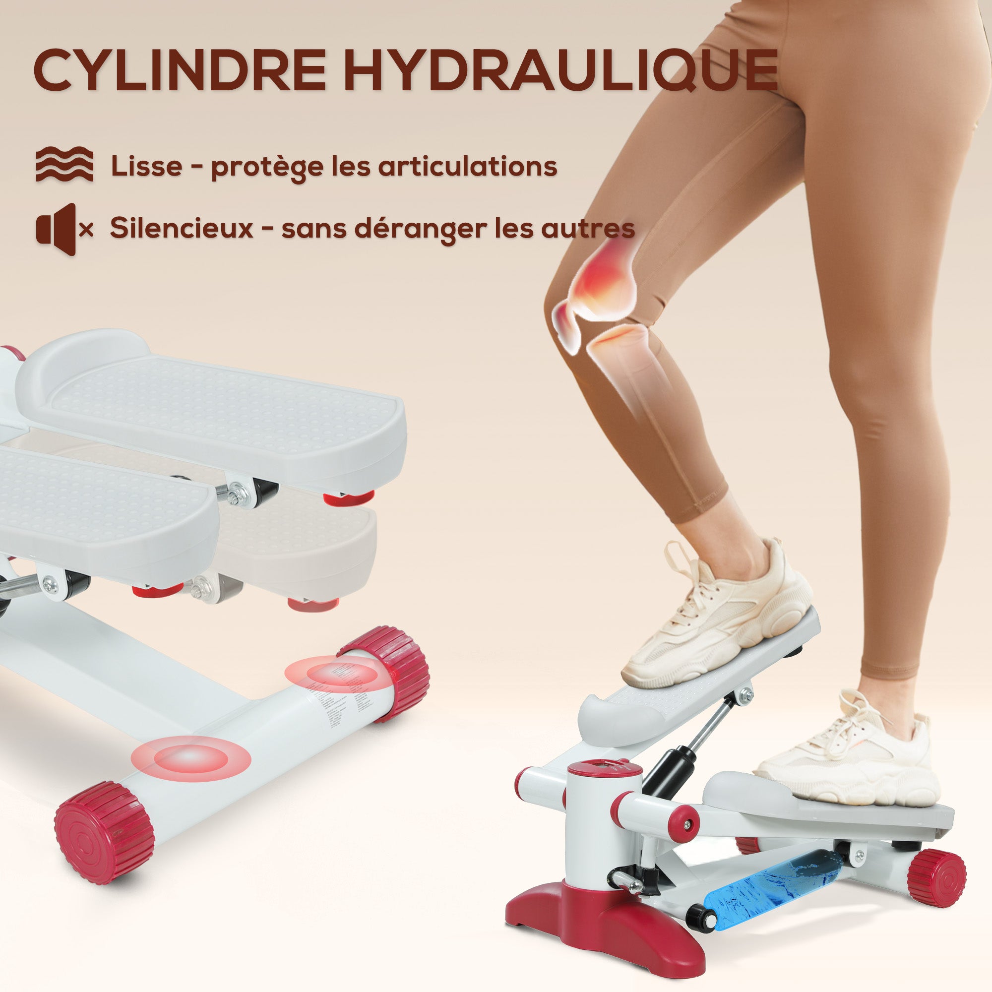 SPORTNOW Stepper, mini stepper, with LCD monitor, oversized non-slip pedals, fitness stepper for home exercise, gray