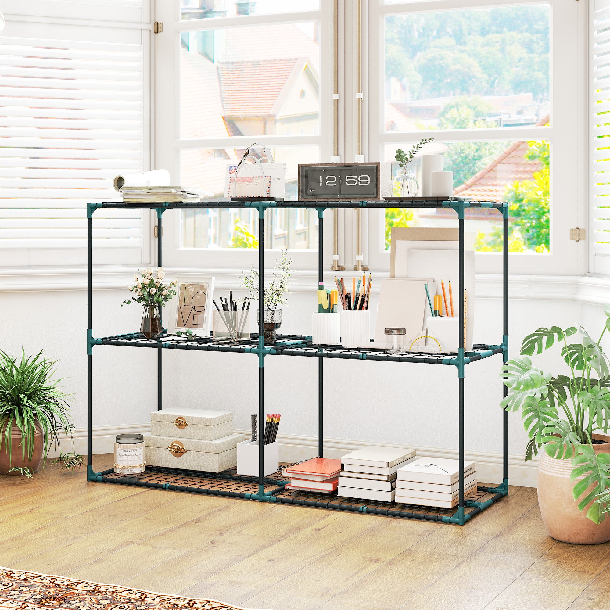 3-Tier Plant Stand for Indoor & Outdoor — Steel Plant Shelf, Sturdy Pot Rack for Patio, Garden & Balcony, Dark Green