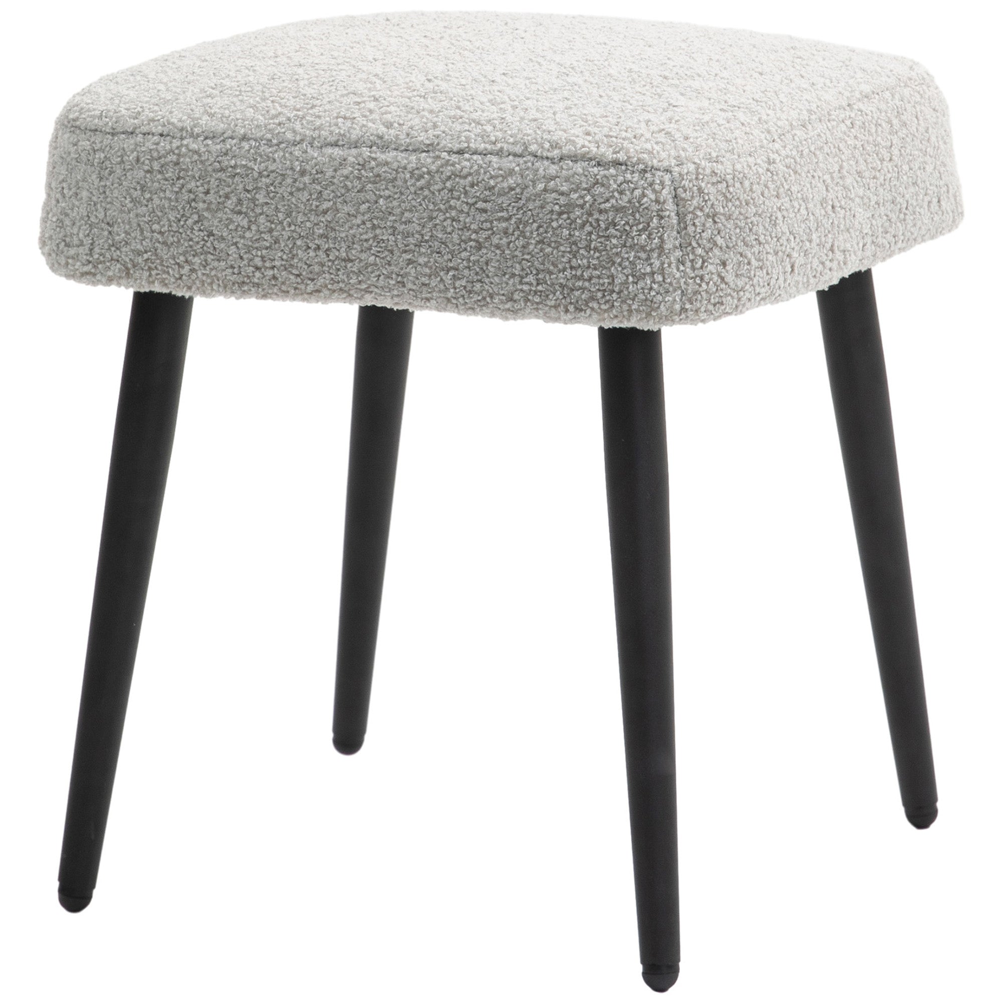 Footstool Sitting Stool Square Vanity Stool Footrest with Cashmere Look, Steel Legs, for Living Room, Bedroom, Light Gray, 42 x 42 x 47 cm
