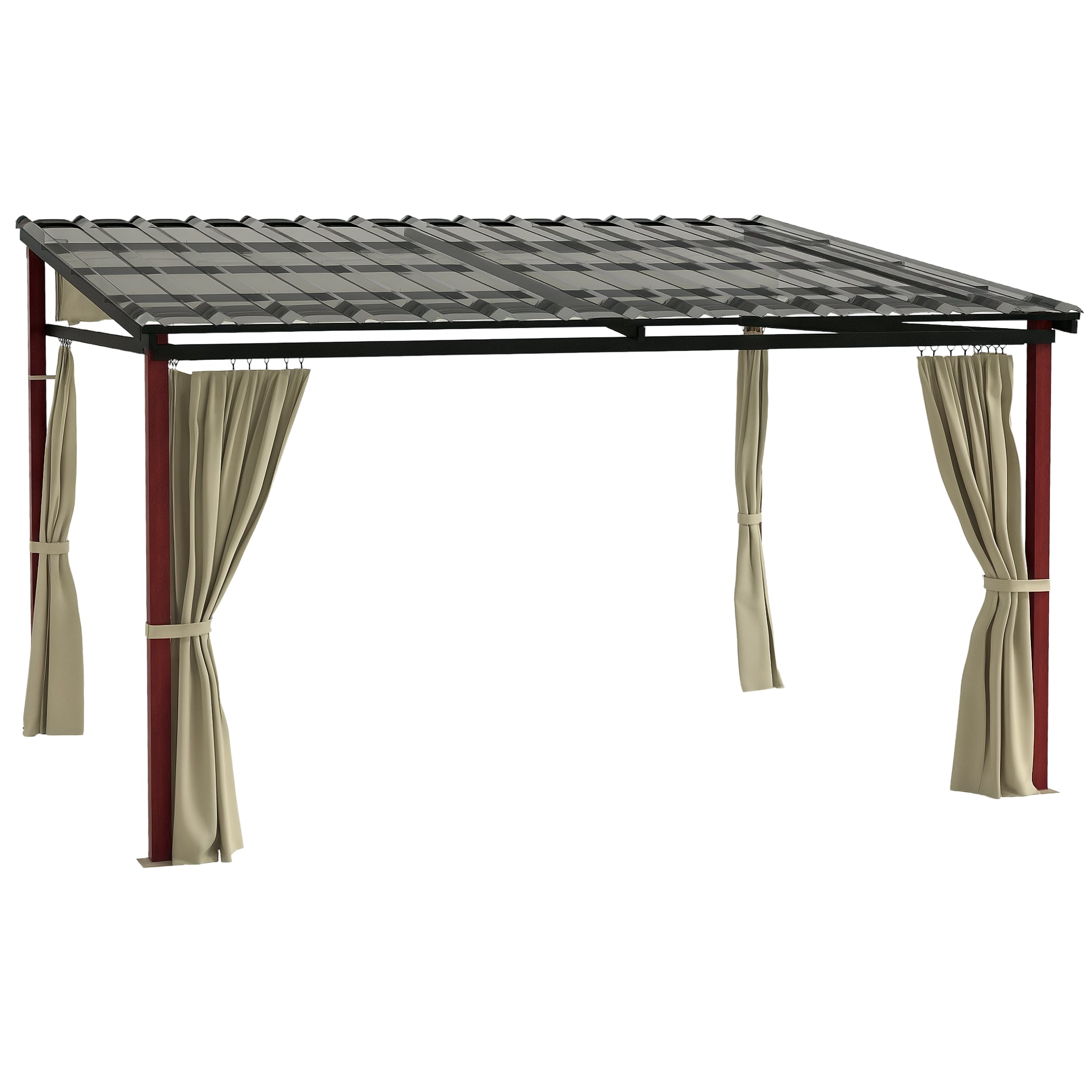 Pergola approx. 3.5 x 3 m Pavilion with Side Walls, Windproof Patio Awning, Height Adjustable Terrace Roof with Retractable Roof, for Garden, Terrace, Beige