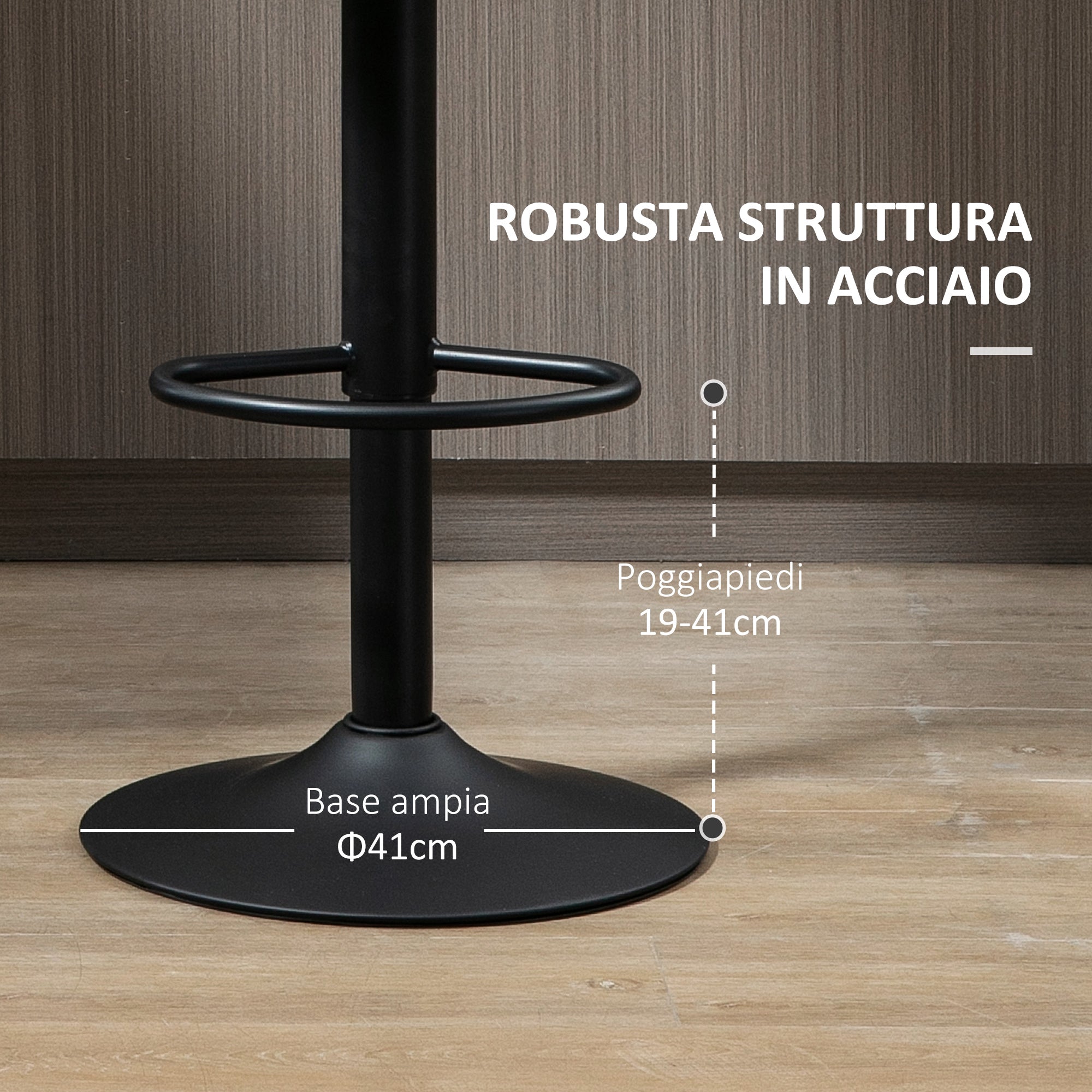 Bar Stool Set 2 Pieces with Adjustable Height and Footrest, Steel and Polyester, 47.5x57.5x95-116cm, Light Brown