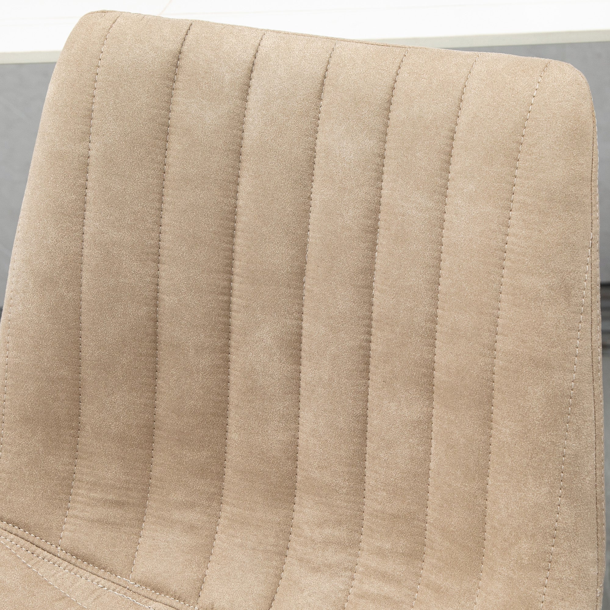 Bar Stool Set 2 Pieces with Adjustable Height and Footrest, Steel and Polyester, 47.5x57.5x95-116cm, Light Brown