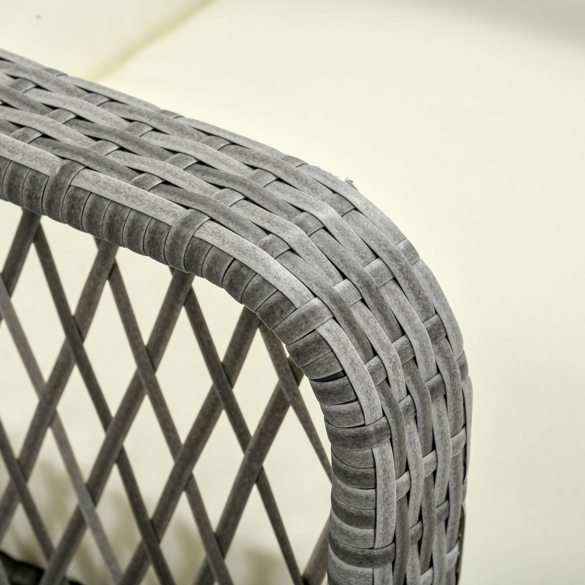 PE Rattan Sun Lounger and Coffee Table Set, Garden Sun Lounger Adjustable in 5 Positions and 2-Tiered Table, Cream White