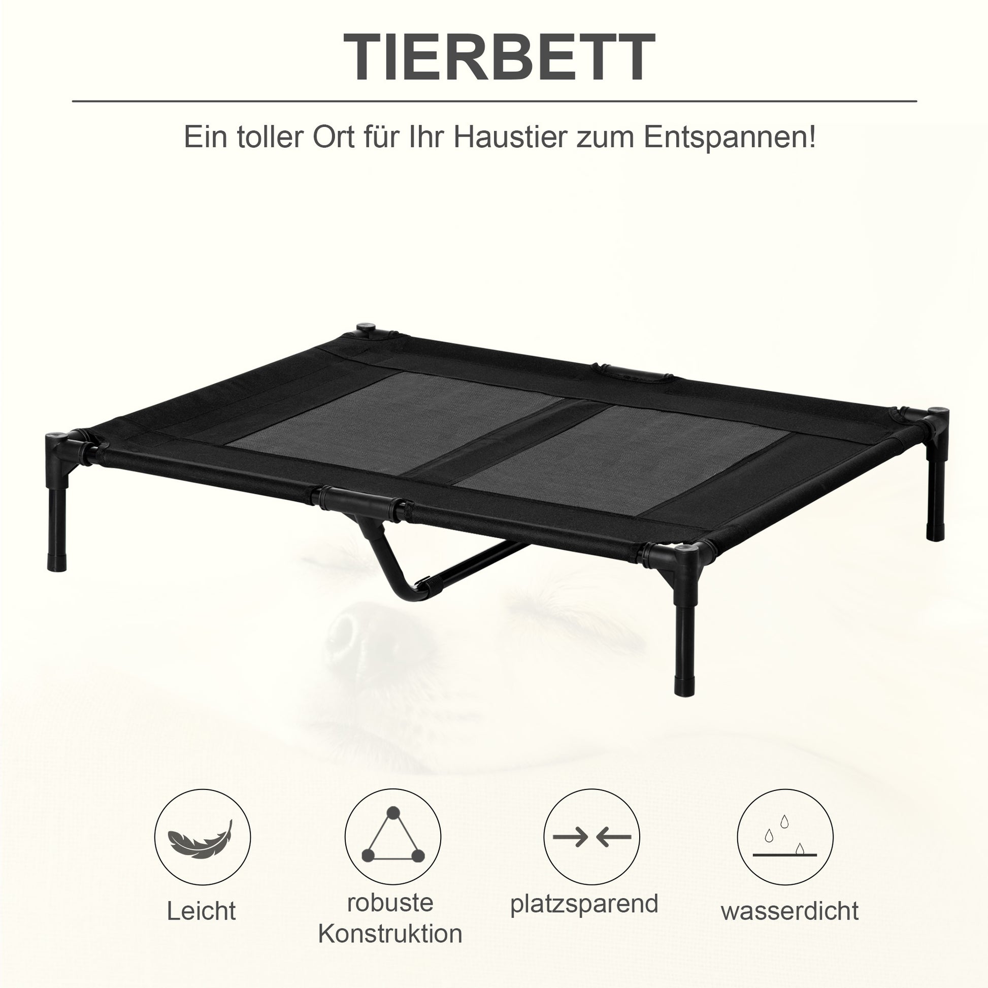 Dog Bed, Outdoor Dog Sofa, Pet Bed, Sleeping Place, Cat Bed, Dog Bed, 92 x 76 x 18 cm, Black