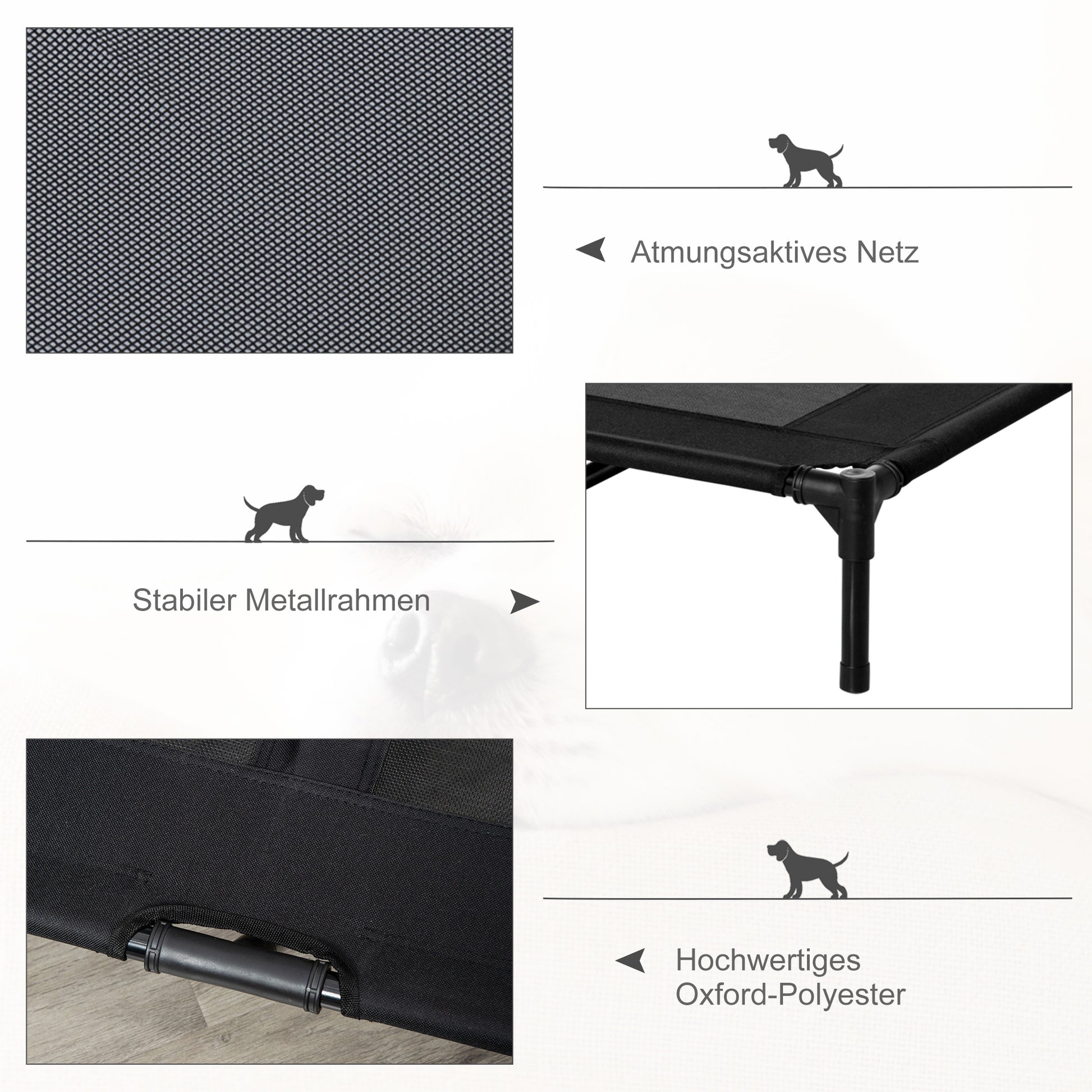 Dog Bed, Outdoor Dog Sofa, Pet Bed, Sleeping Place, Cat Bed, Dog Bed, 92 x 76 x 18 cm, Black