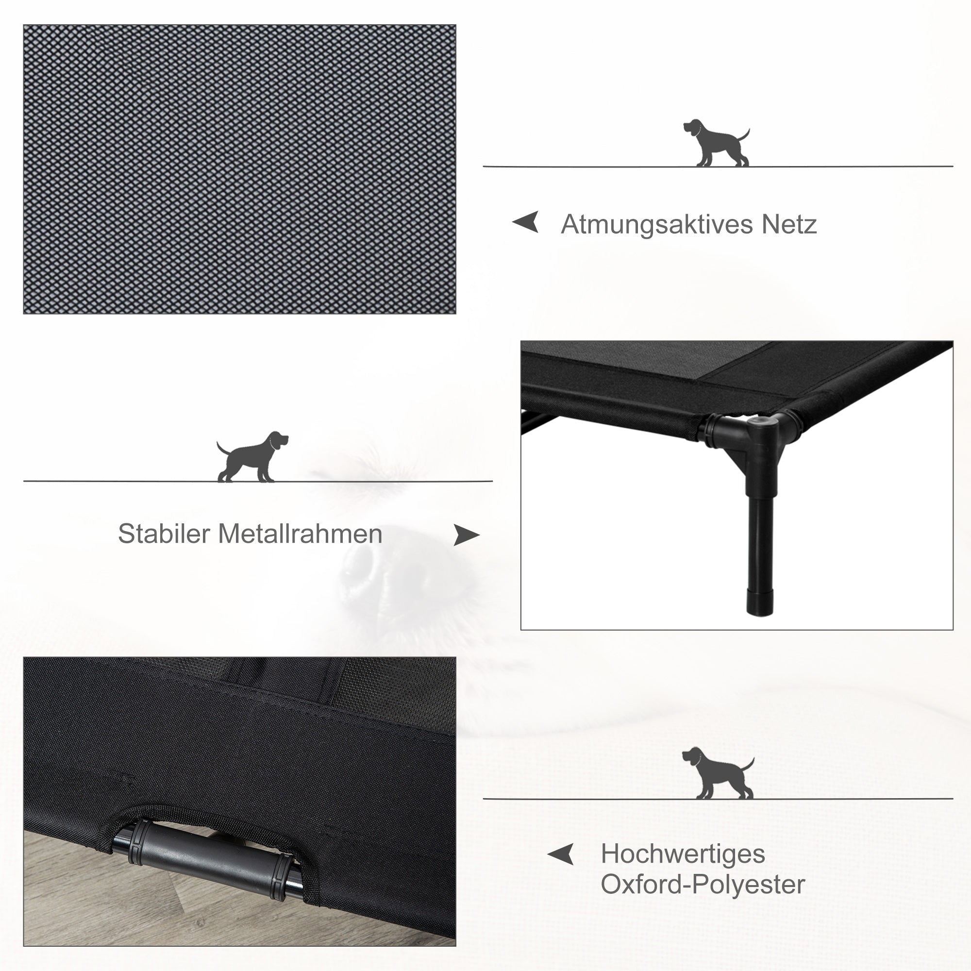 Dog Bed, Outdoor Dog Sofa, Pet Bed, Sleeping Place, Cat Bed, Dog Bed, 92 x 76 x 18 cm, Black