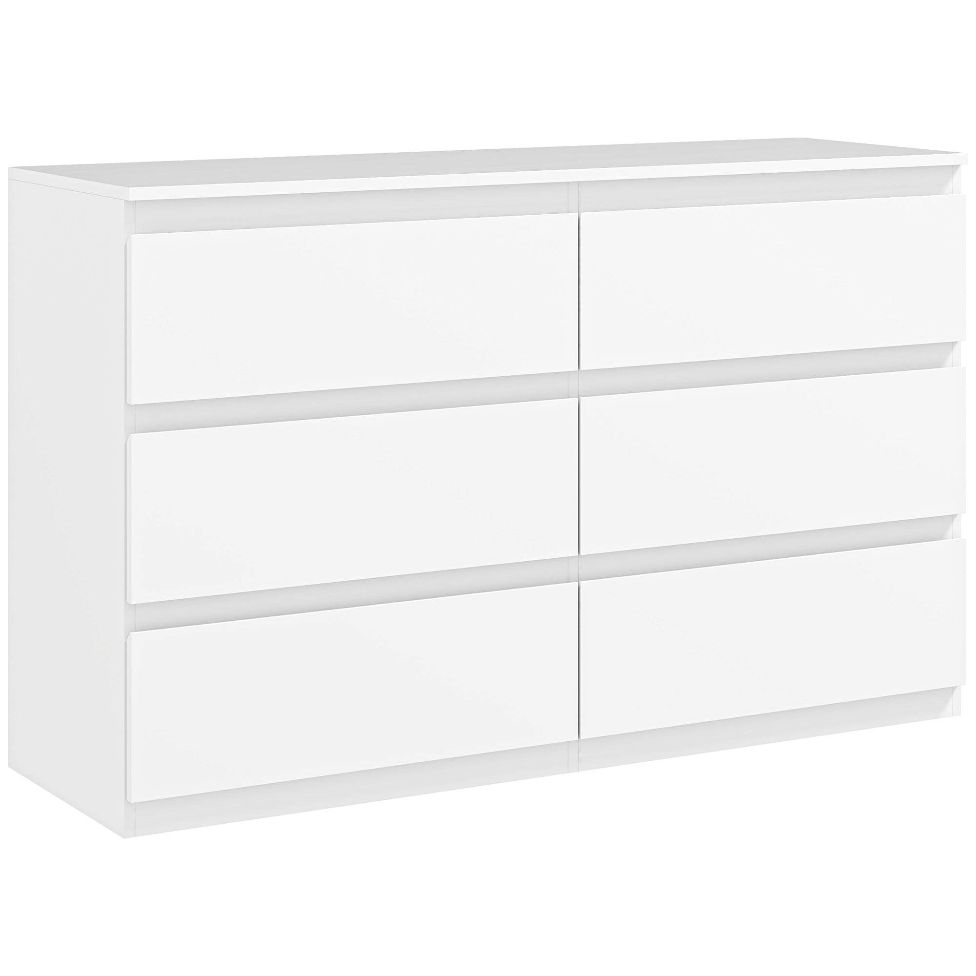 6-Drawer Chest Storage Cabinet Modern Style with Soft Close Mechanism for Bedroom, Living Room - 120 x 39 x 75 cm, White