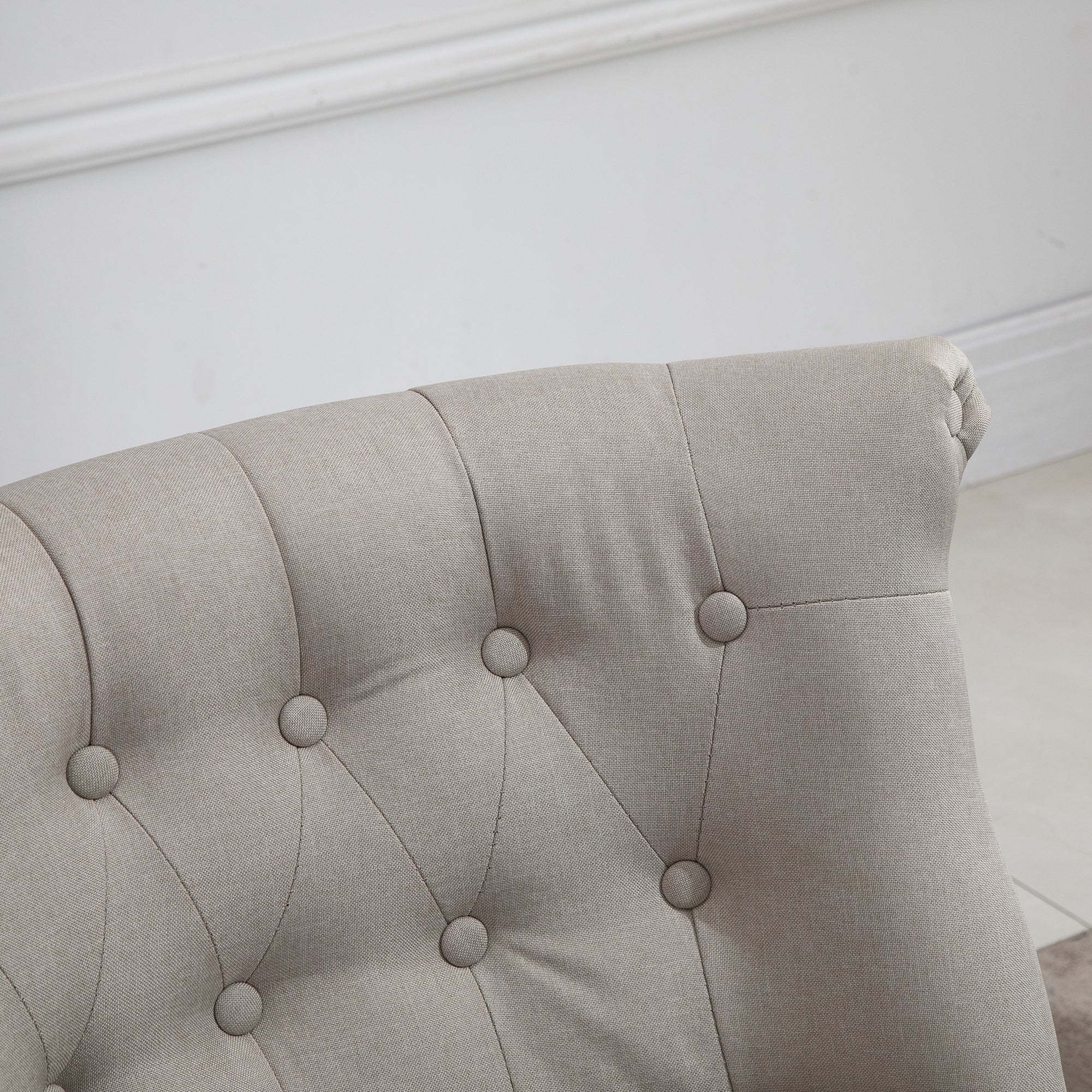 Vintage Relax Chair Lounge Chair Upholstered Chair Dining Chair Linen Cover Wooden Frame Beige+Black 67 x 67 x 78 cm