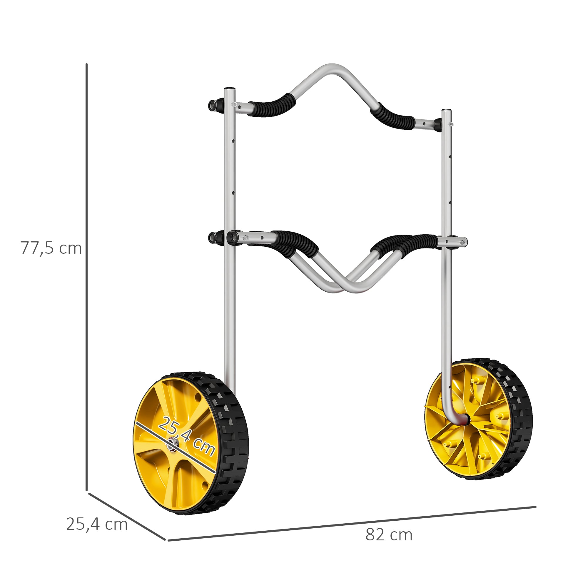 SPORTNOW Kayak Cart Adjustable Canoe Trolley Surf Trolley Boat Trailer with Straps for Canoe, Surfboard, Paddleboards, Aluminum, Yellow