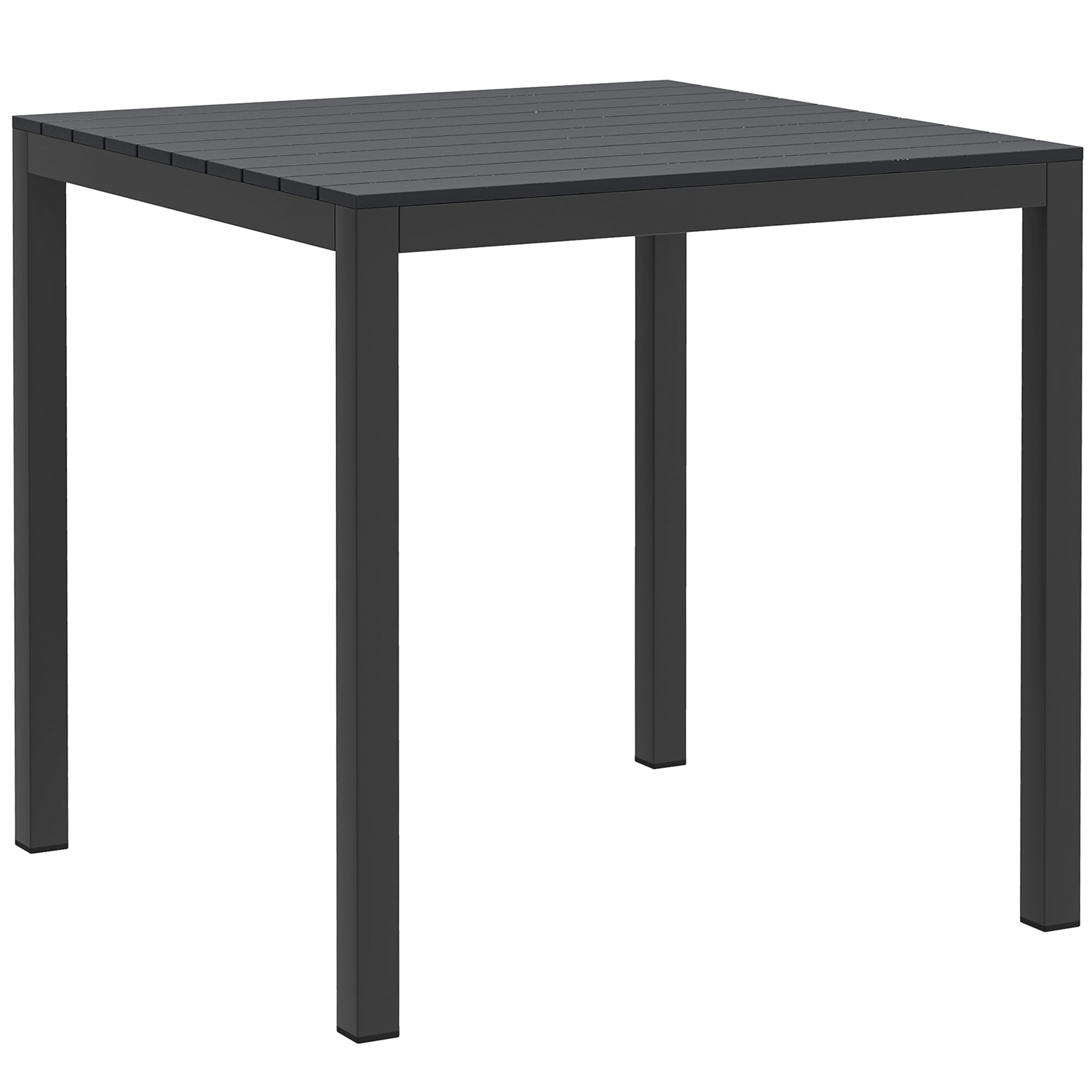 Garden Table Aluminum 73x73 cm Weatherproof Buffet Table with Wood Grain Look, Camping Table for 4 Persons Non-Slip Balcony Table Outdoor Dining Table for Garden, Terrace Balcony Black