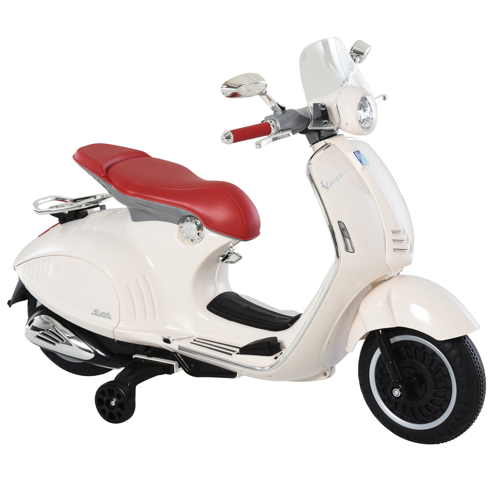 Kids Electric Motorcycle, 6V Children's Motorcycle with Headlight, Music, Forward and Reverse Gear, Training Wheels, 30 kg capacity, Electric Motorcycle for 3-6 Years Kids, White