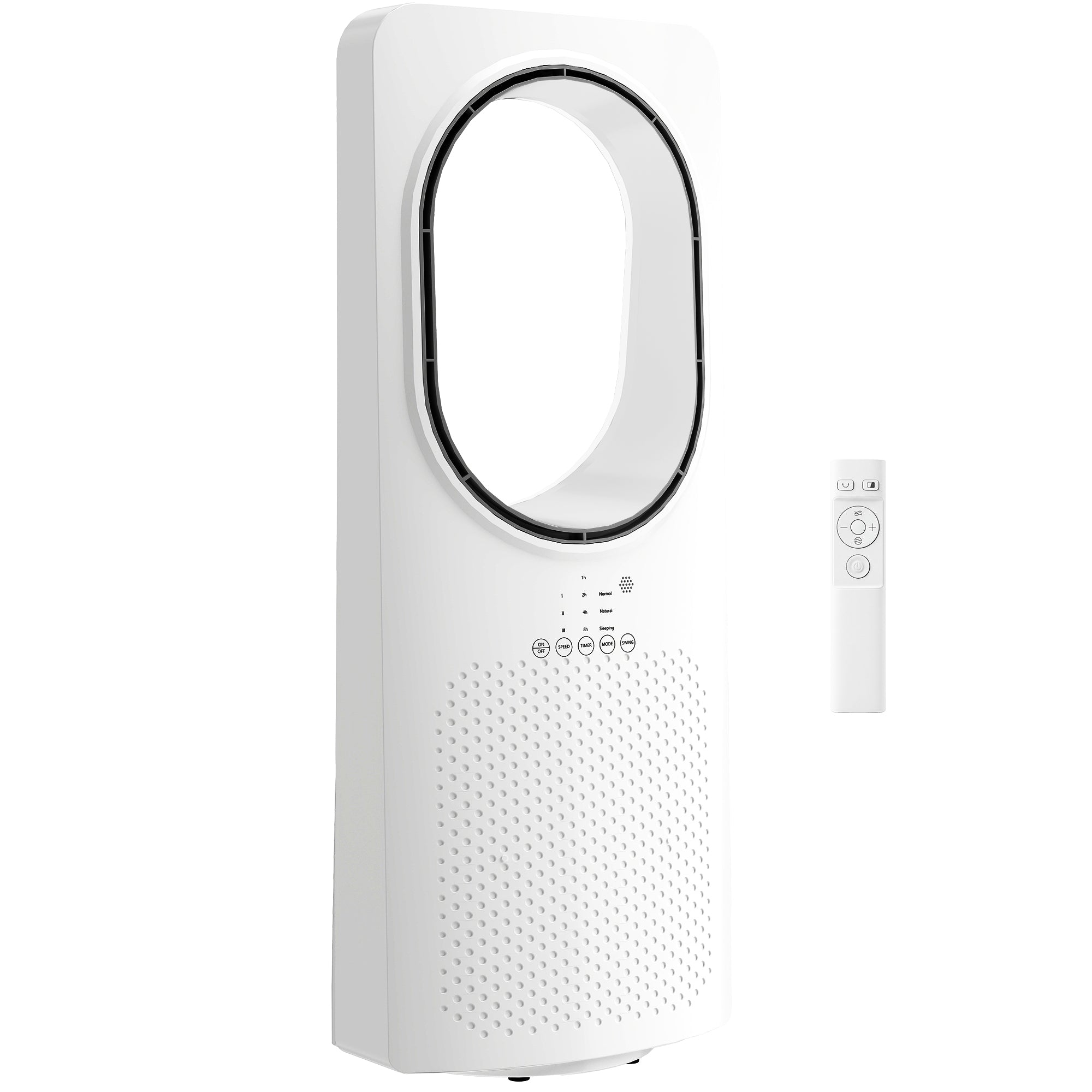 Bladeless Tower Fan for Bedroom – Whisper-Quiet 36 dB, 45° Oscillation, 3 Speeds & Modes, 15-Hour Timer, Remote, White