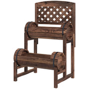 Raised Planter with Trellis Square Garden Bed 2 Tiers Raised Garden Bed for Terrace, Balcony, Garden, 42 x 49 x 80 cm, Brown