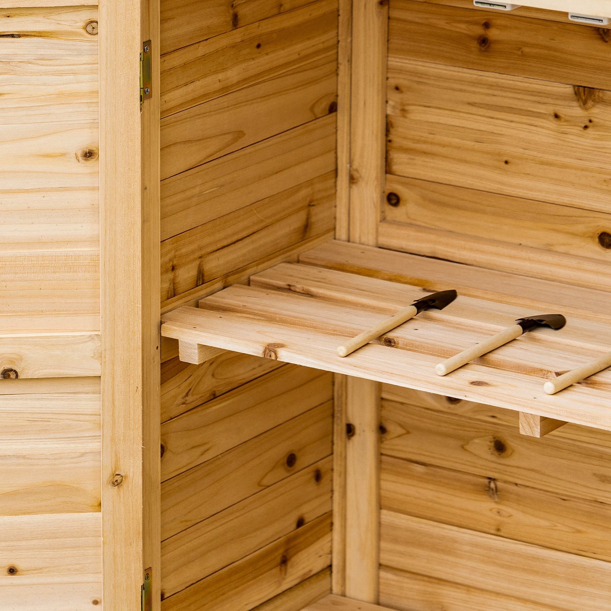 Wooden Garden Cabinet Outdoor Storage Shed with 2 Doors Shelf and Raised Legs for Terrace Patio 83x40x92 cm Natural