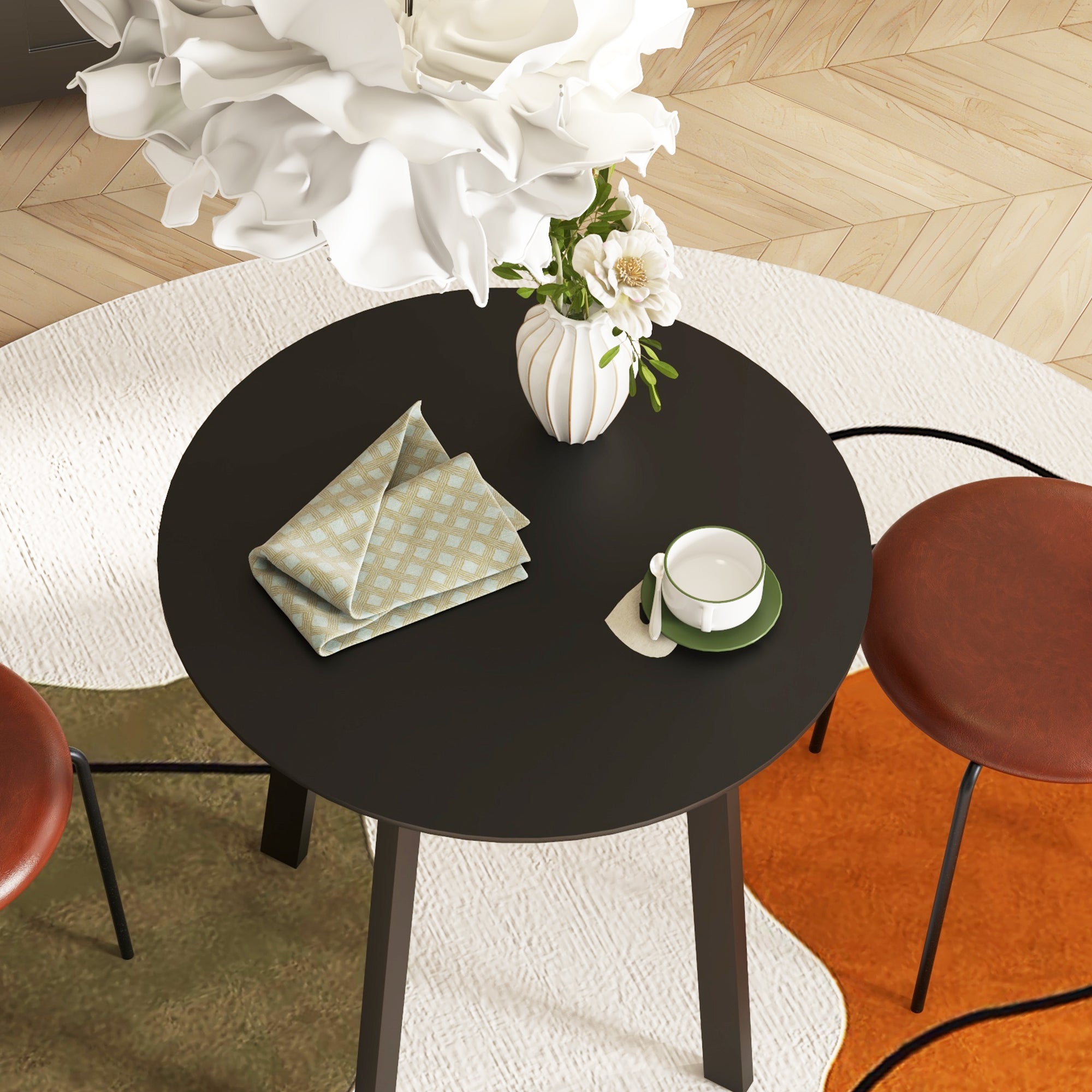 Dining Table 72 x 72 cm Round Kitchen Table for 2 Persons Modern Dining Table with Angled Legs, Table for Kitchen, Dining Room, and Living Room Black