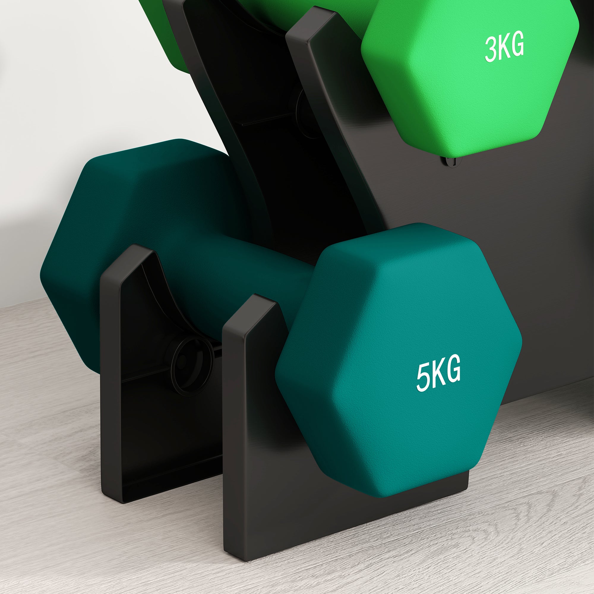 SPORTNOW Dumbbell Set 6 Dumbbells with Dumbbell Rack, 2 x 1kg, 2 x 3kg, 2 x 5kg Metal Dumbbell Set for Fitness, Gymnastics, Home