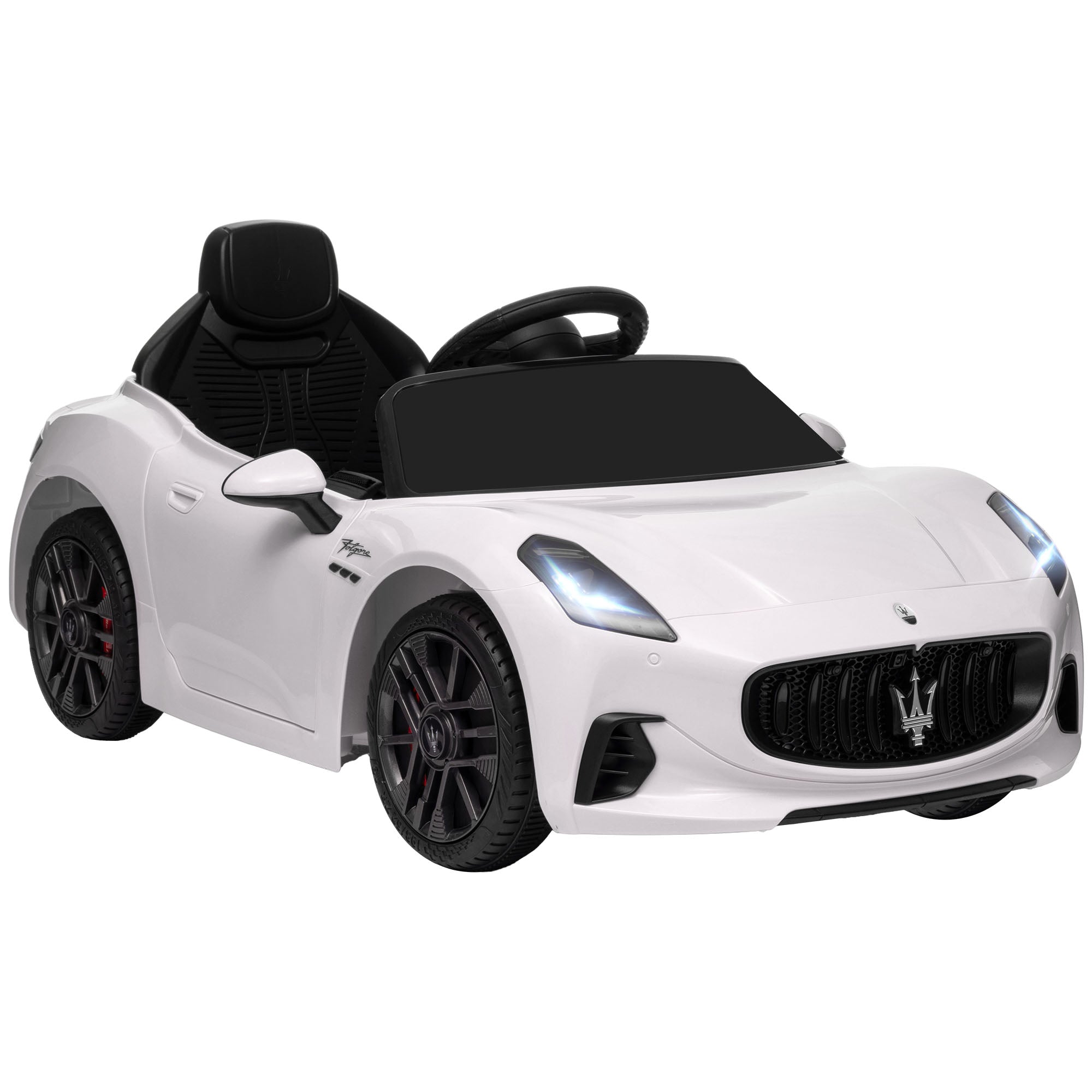 Electric Car for Kids 3+ Years Maserati Gran Turismo Folgore 2 Powerful Motors Electric Car with 12V Battery Speed 3-5 km/h Remote Control 2.4G Headlights Horn and MP3 White