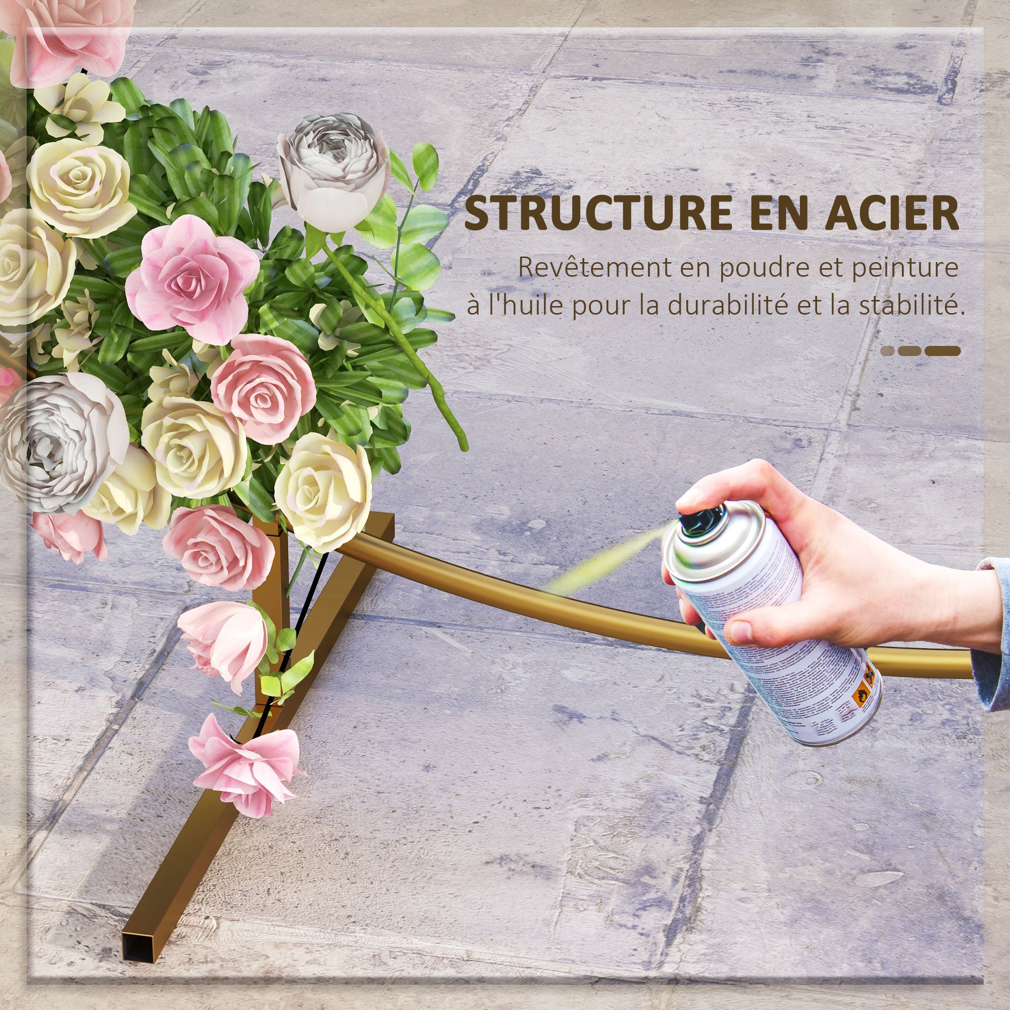 Ornamental Round Balloon Arch Kit Garden Arch Rose Arch Climbing Plant Arch for Wedding, Birthday, Ceremony, and Banquet in Golden Steel 2.24m