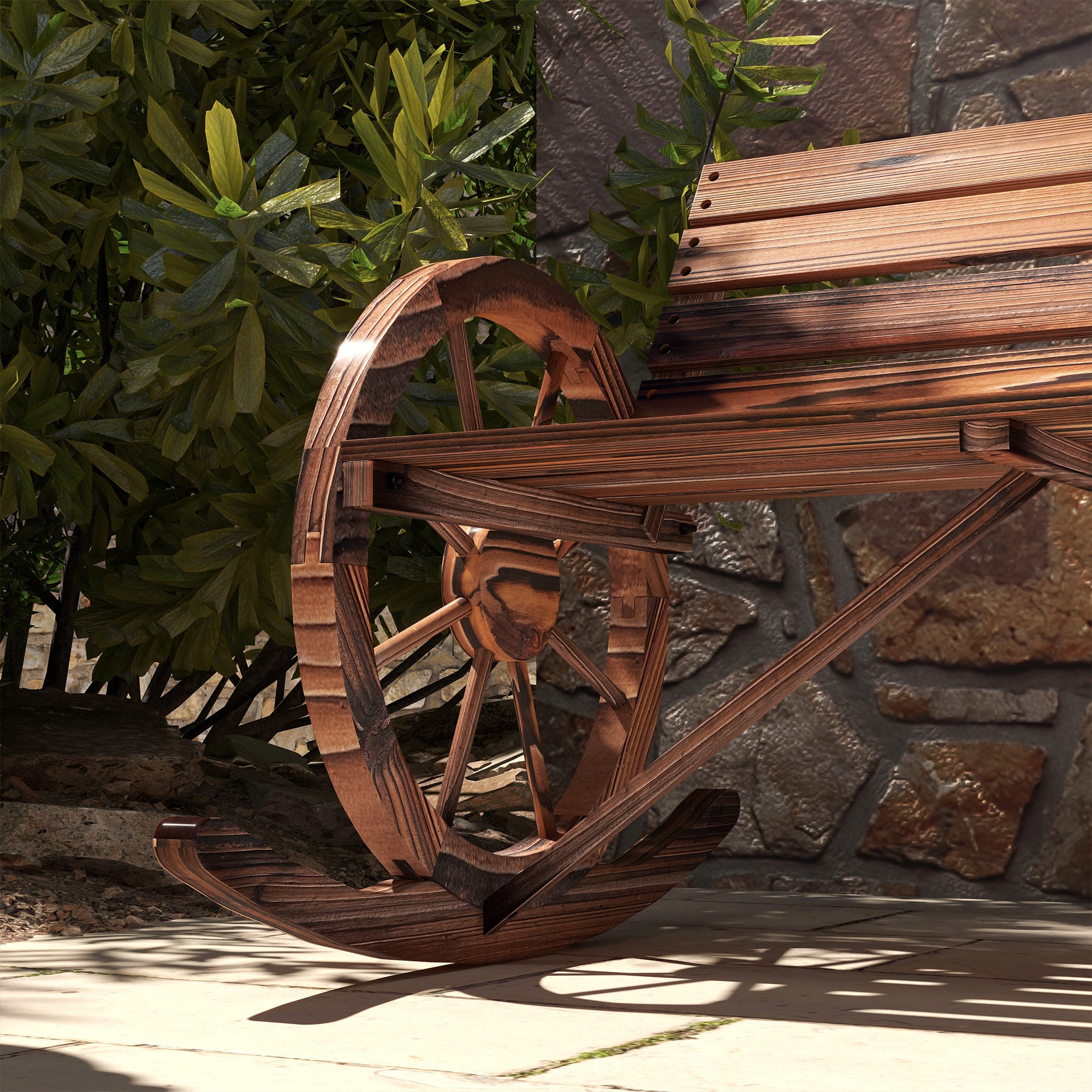 Wooden Swing Bench, Swing Bench with Armrest, 2 Seater Garden Bench, Wooden Bench for Garden, Balcony, Up to 240 kg Load Capacity, Charred, 105 x 88 x 74 cm