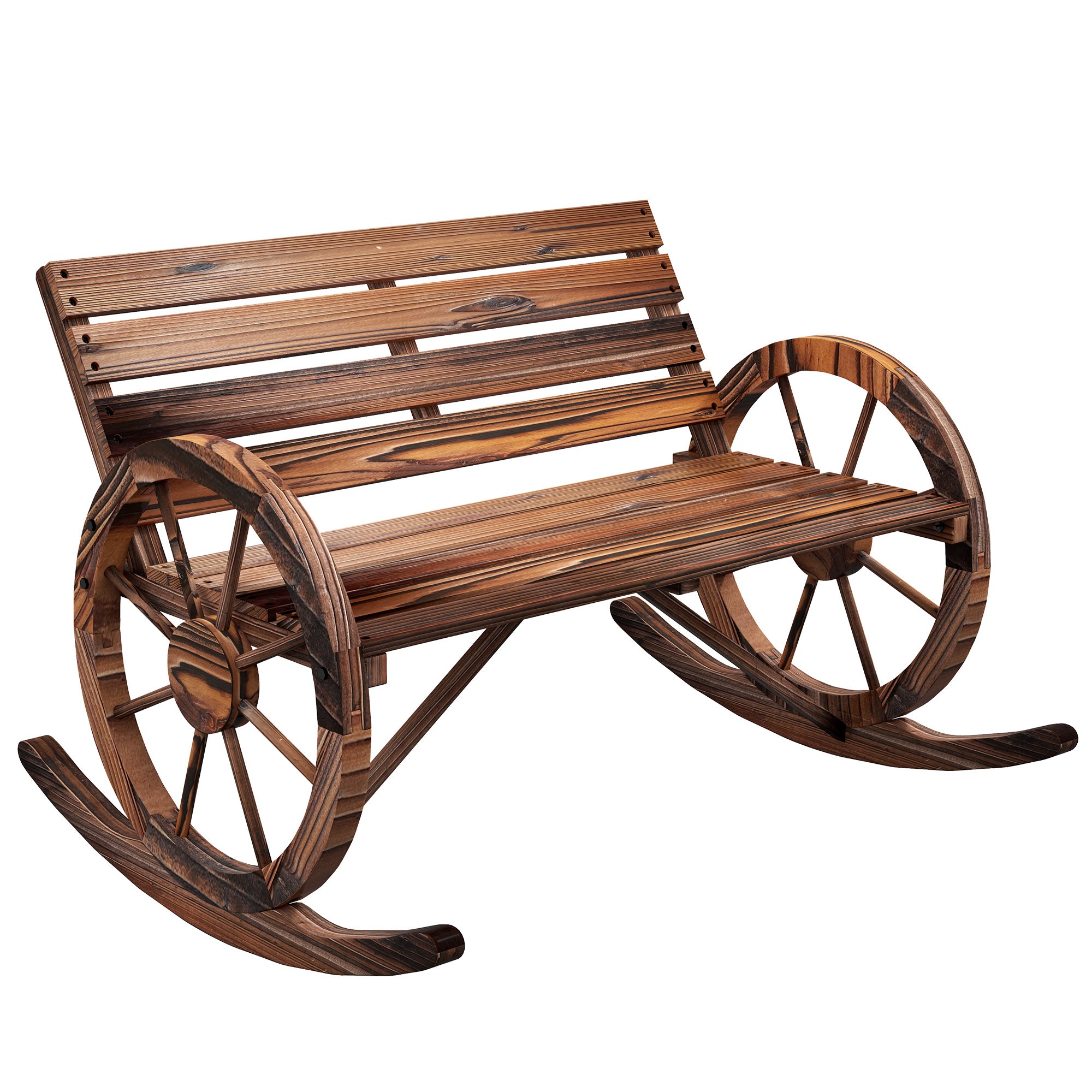 Wooden Swing Bench, Swing Bench with Armrest, 2 Seater Garden Bench, Wooden Bench for Garden, Balcony, Up to 240 kg Load Capacity, Charred, 105 x 88 x 74 cm